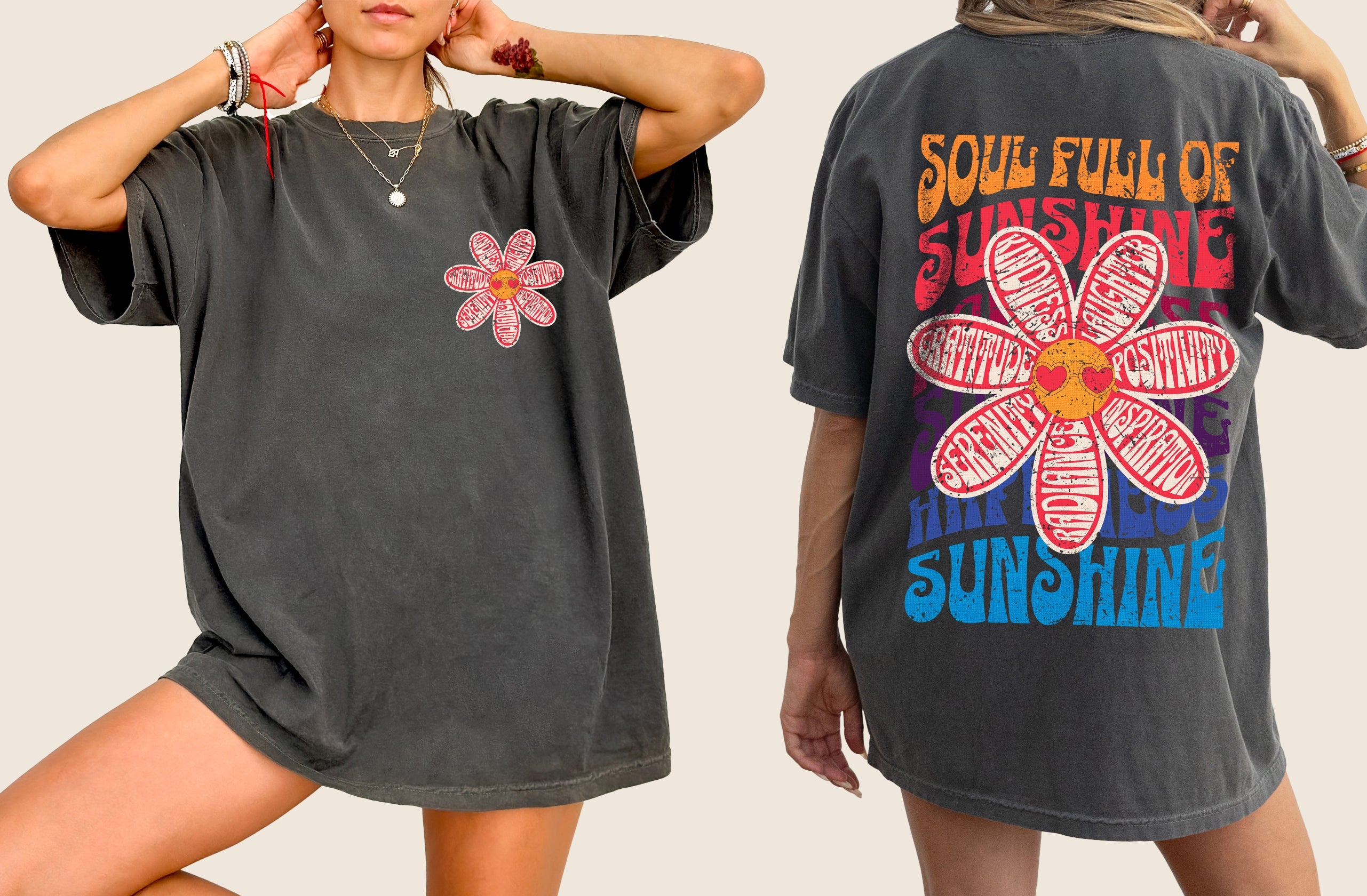 Soul Full Of Sunshine Happiness Serenity Radiance Inspiration Positivity Flowers Love Comfort Colors Tee