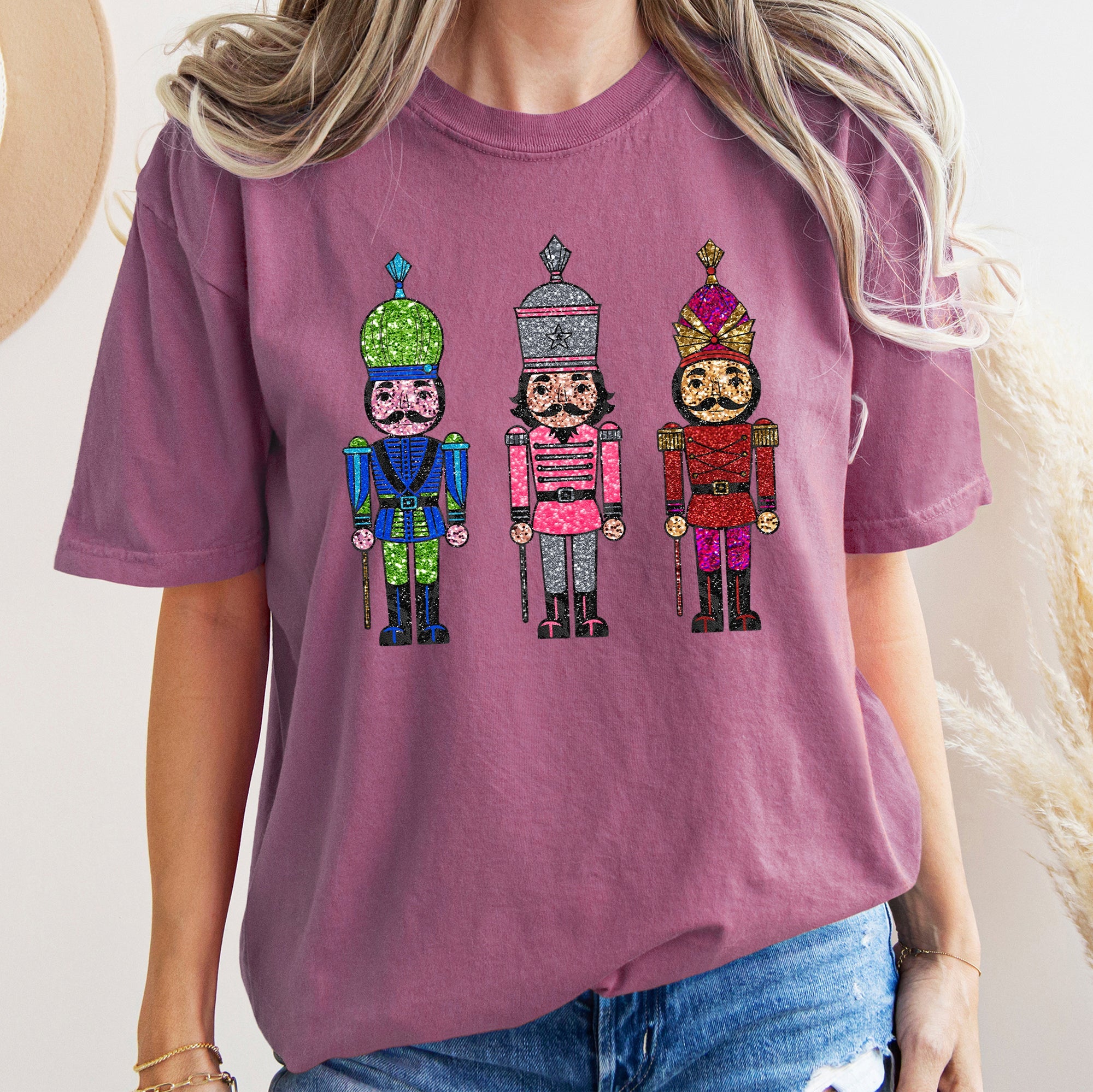 Sparkly Nutcrackers Glitter Effect Christmas Holiday Party Edition Comfort Colors Tee