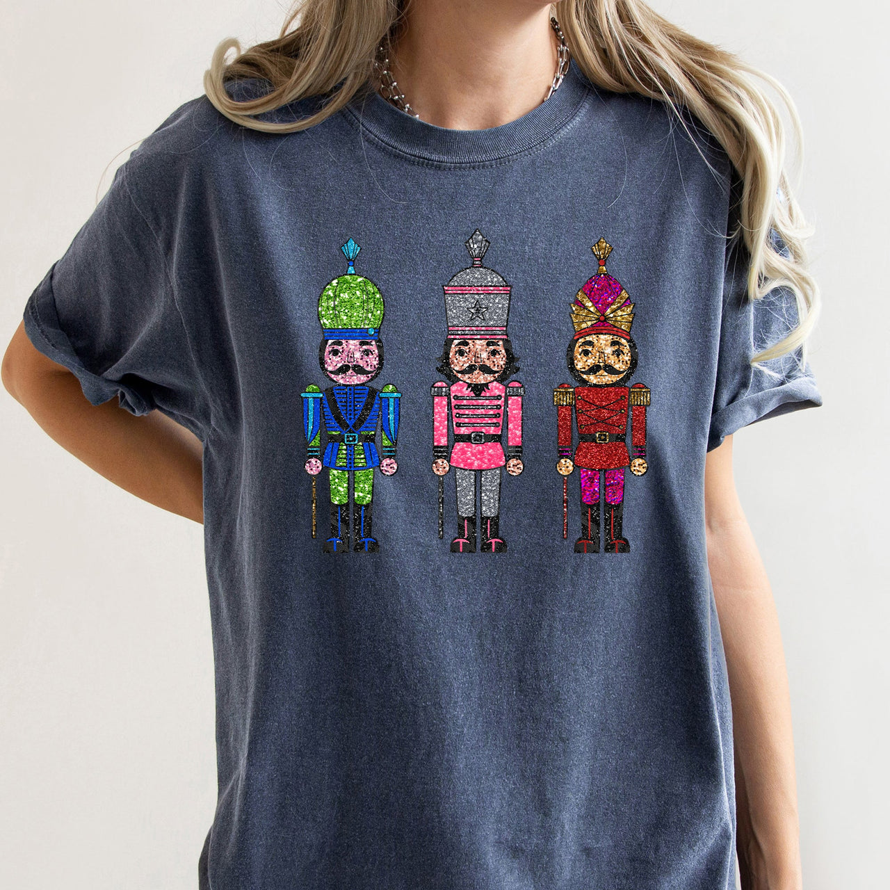 Sparkly Nutcrackers Glitter Effect Christmas Holiday Party Edition Comfort Colors Tee