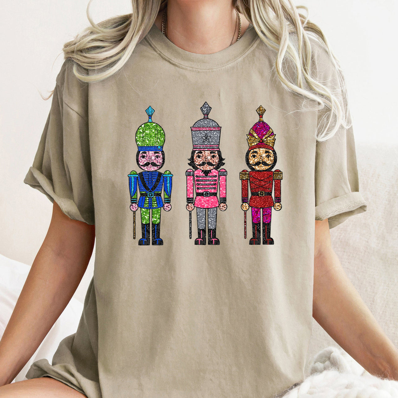 Sparkly Nutcrackers Glitter Effect Christmas Holiday Party Edition Comfort Colors Tee