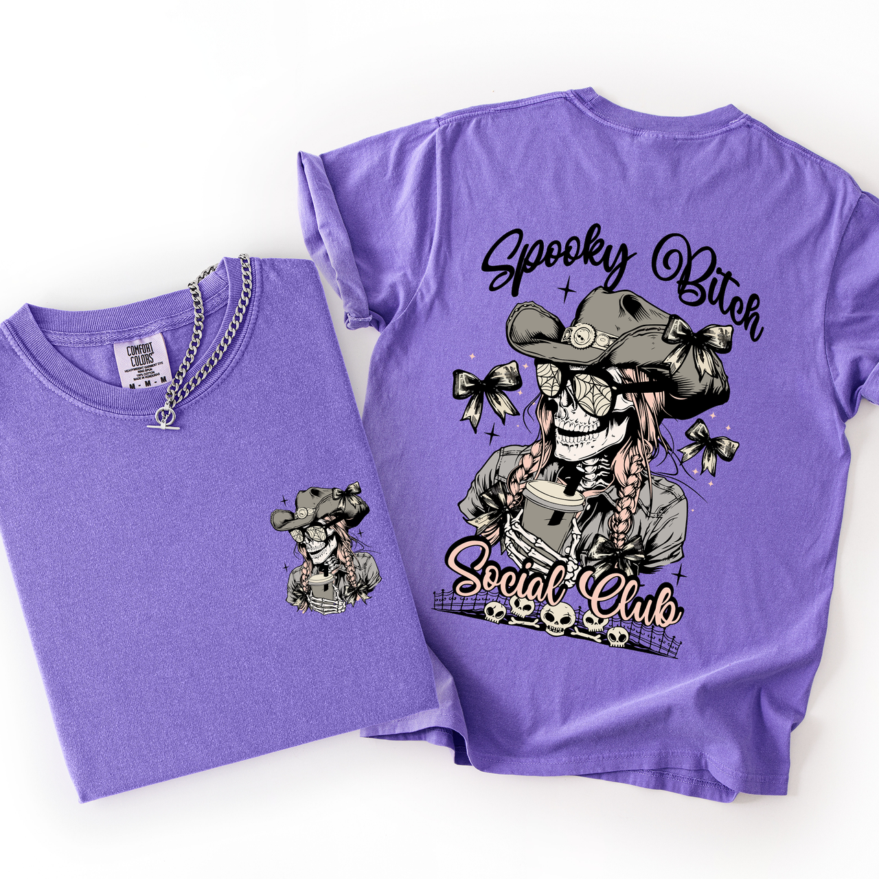 Spooky Bitch Social Club Skeleton Halloween Coquette Limited Edition Graphic Tee