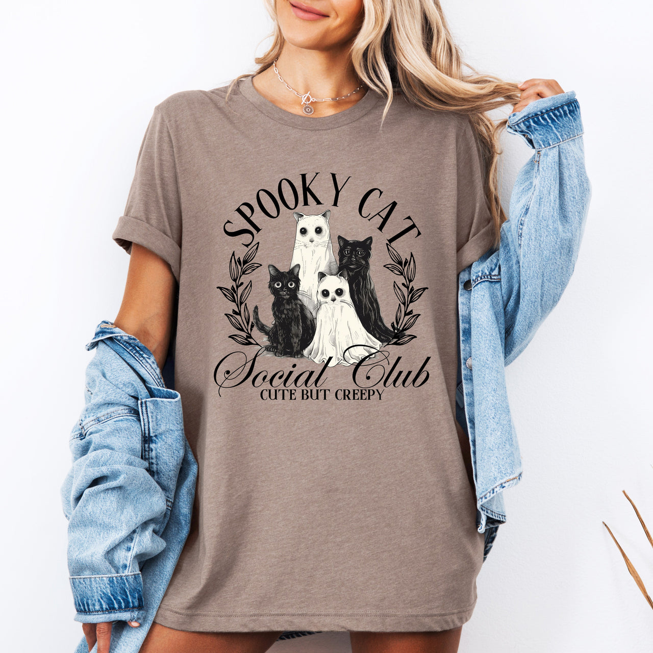 Spooky Cat Social Club Halloween Ghosts Witch Vintage Limited Edition Graphic Tee