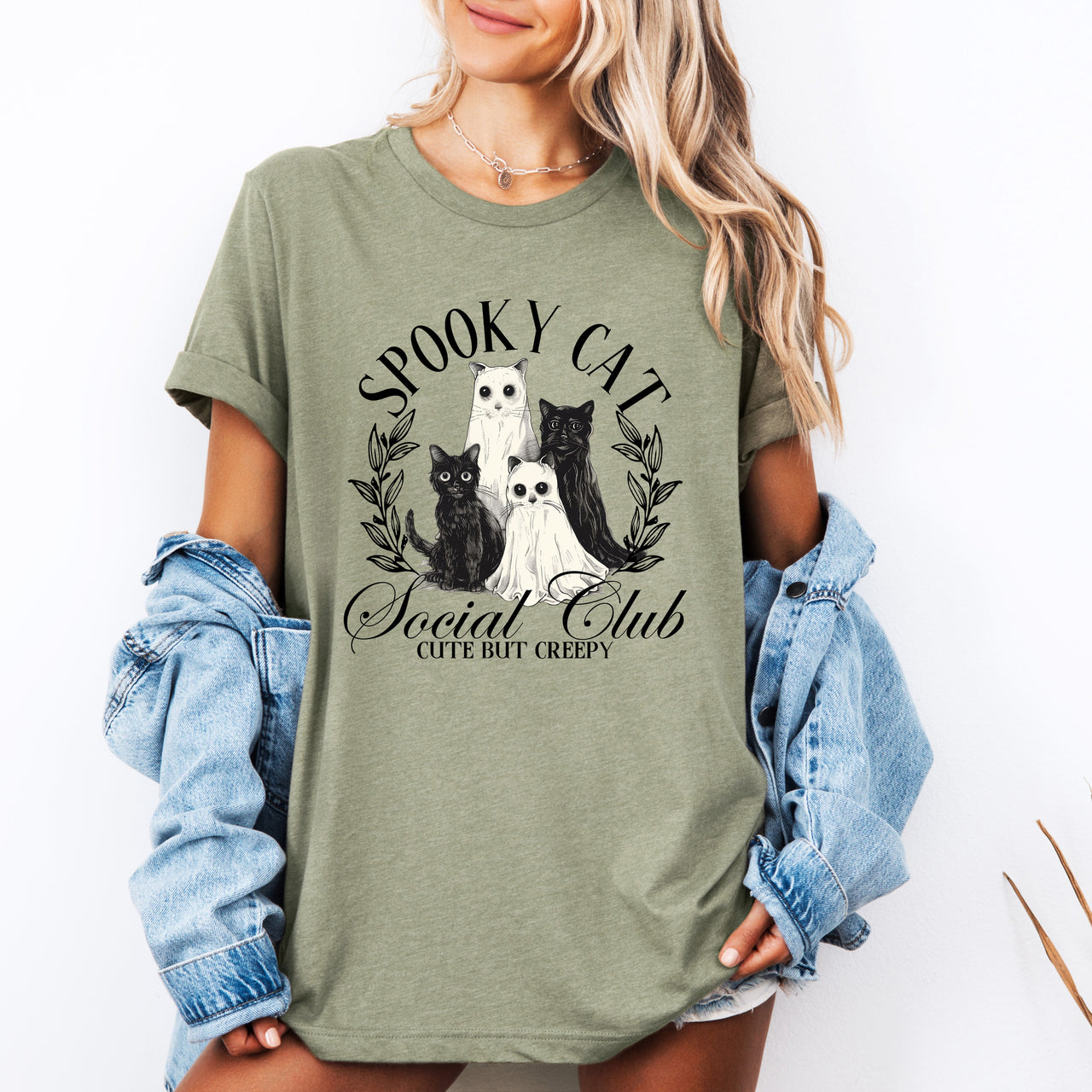 Spooky Cat Social Club Halloween Ghosts Witch Vintage Limited Edition Graphic Tee