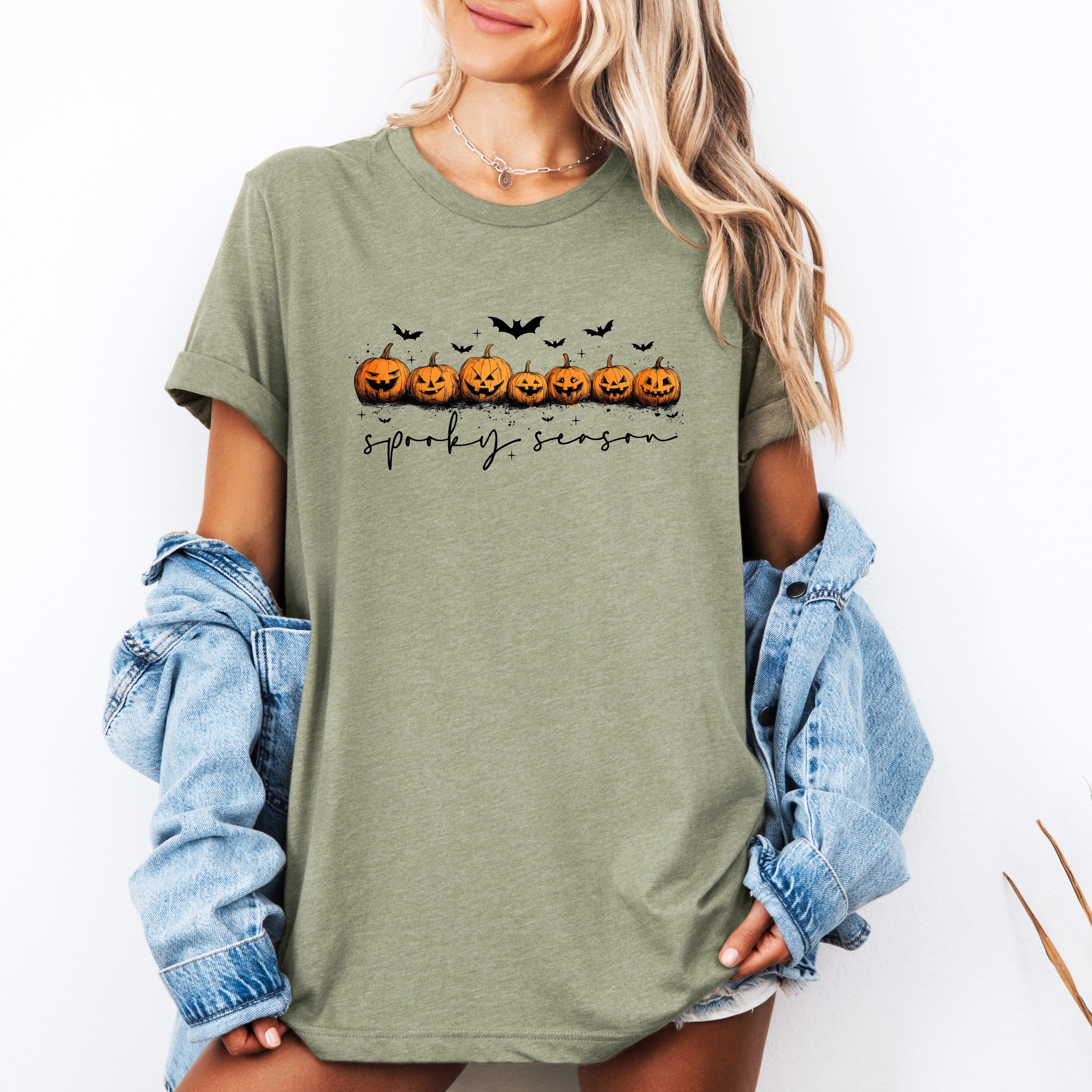 Spooky Season Pumpkin Patch Halloween Night Festive Collection Premium Graphic Tee