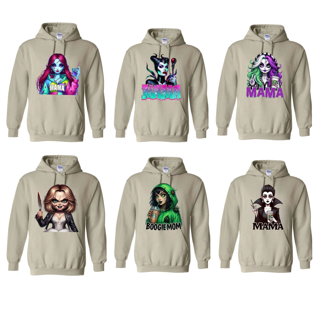 Spooky Mama Movies Characters Hoodie – Cool Halloween Pullover for Moms, Cozy & Funny Horror Film Fan Gift