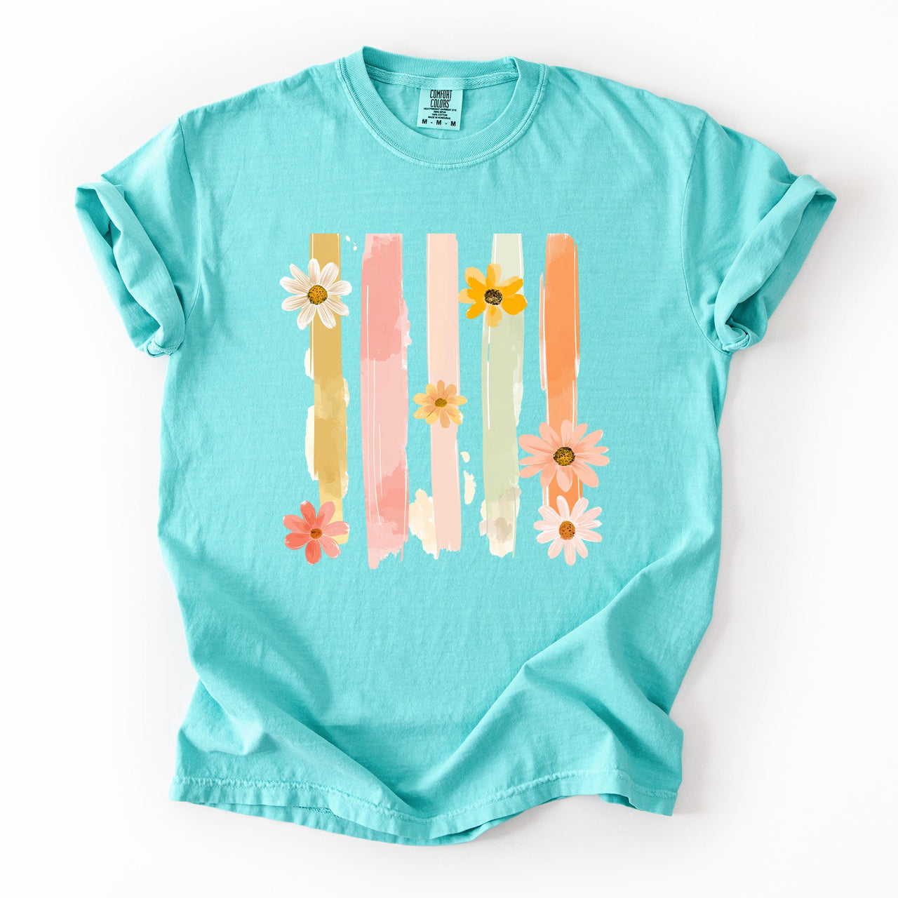 Spring Floral Brush Strokes Comfort Colors Tee