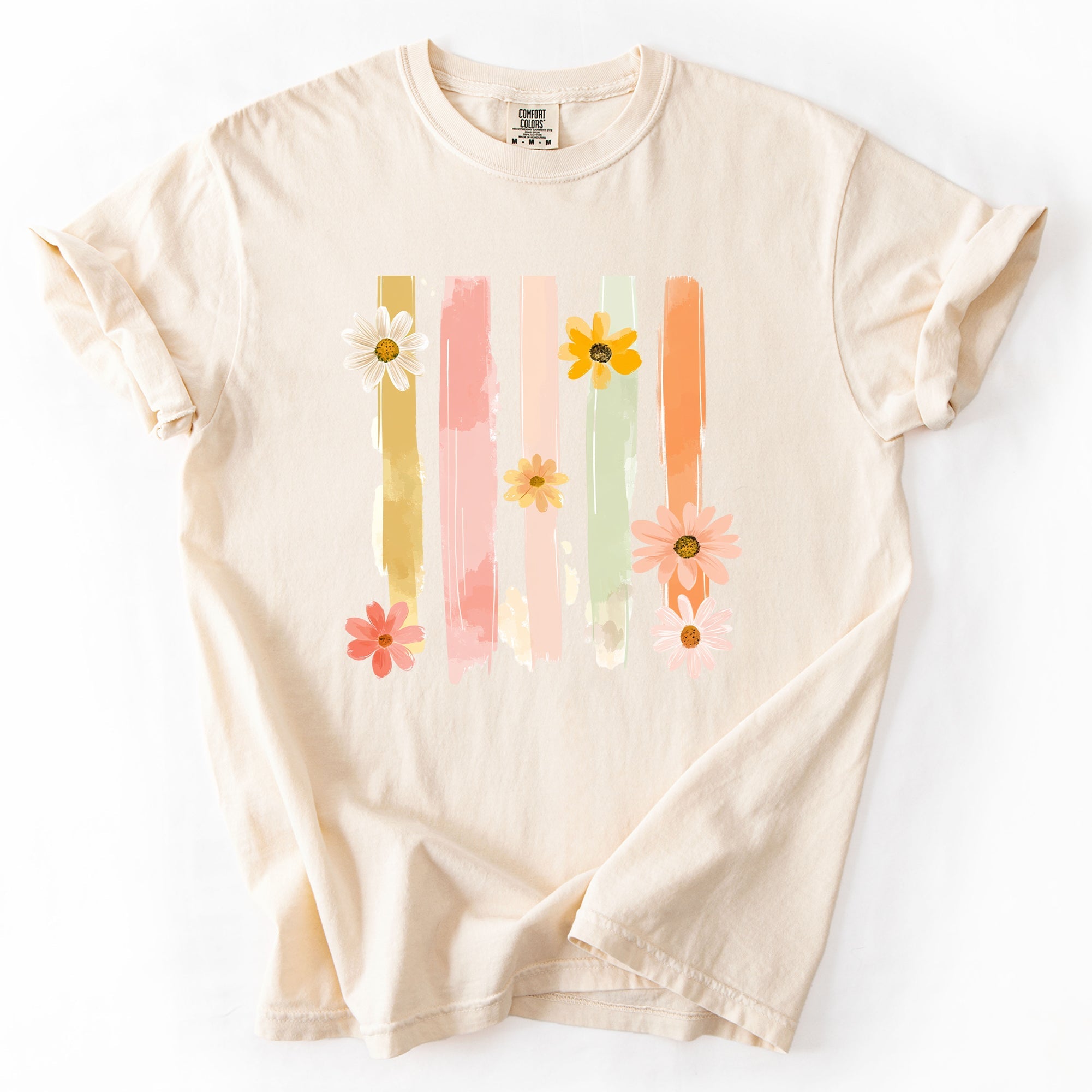 Spring Floral Brush Strokes Comfort Colors Tee