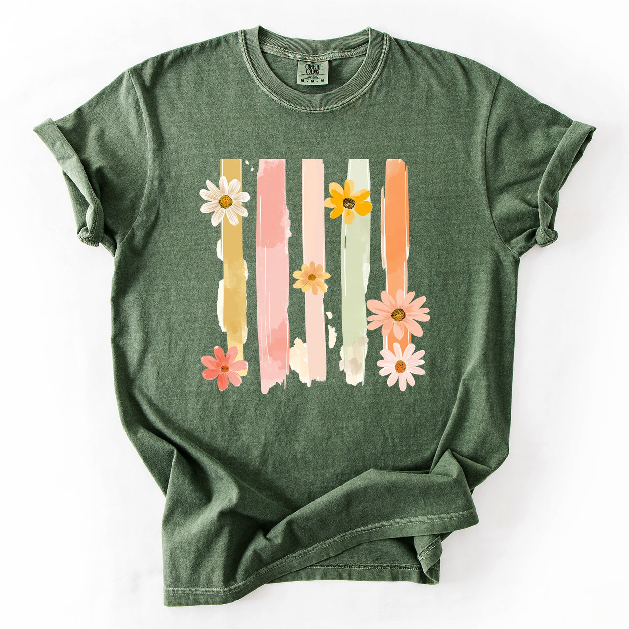 Spring Floral Brush Strokes Comfort Colors Tee
