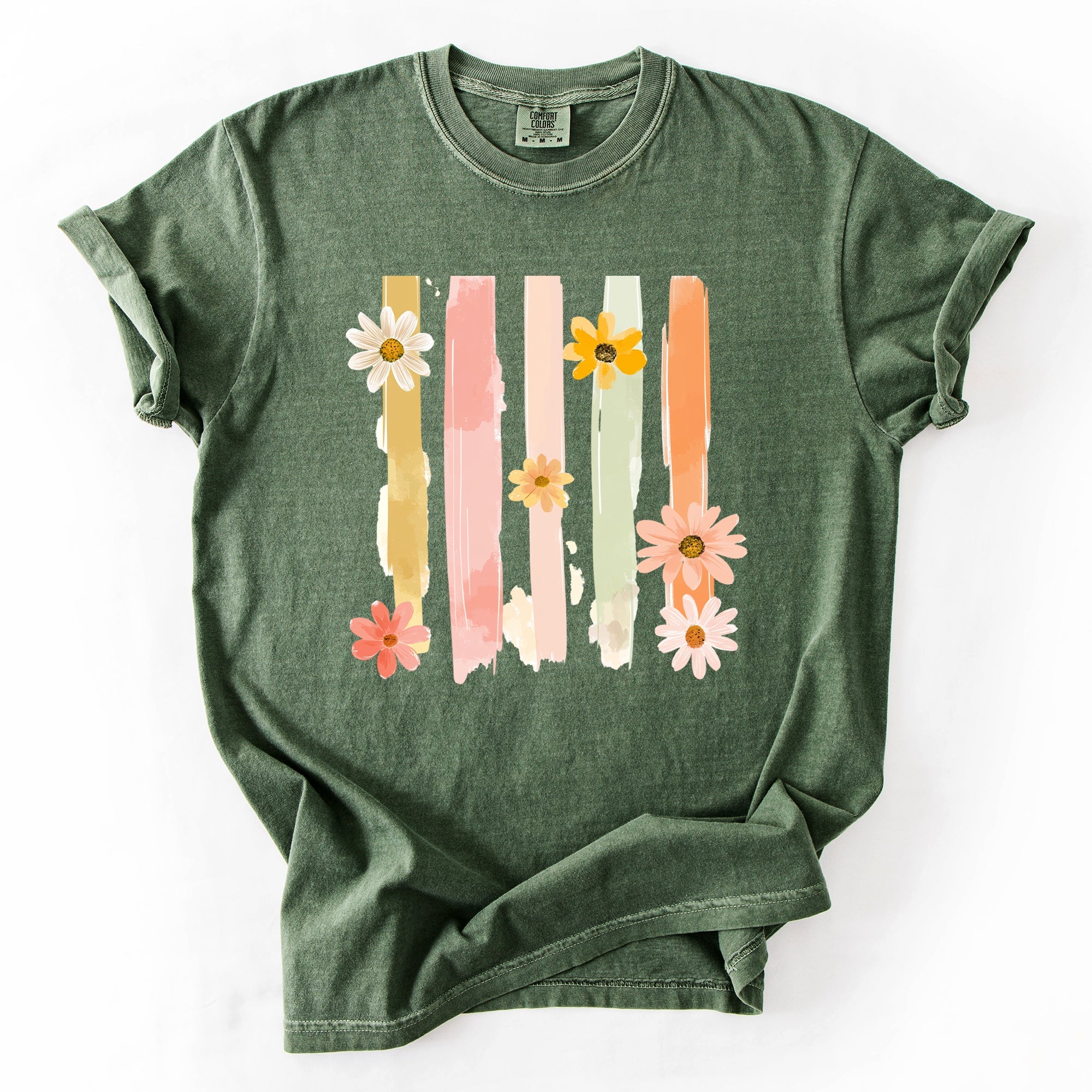 Spring Floral Brush Strokes Comfort Colors Tee