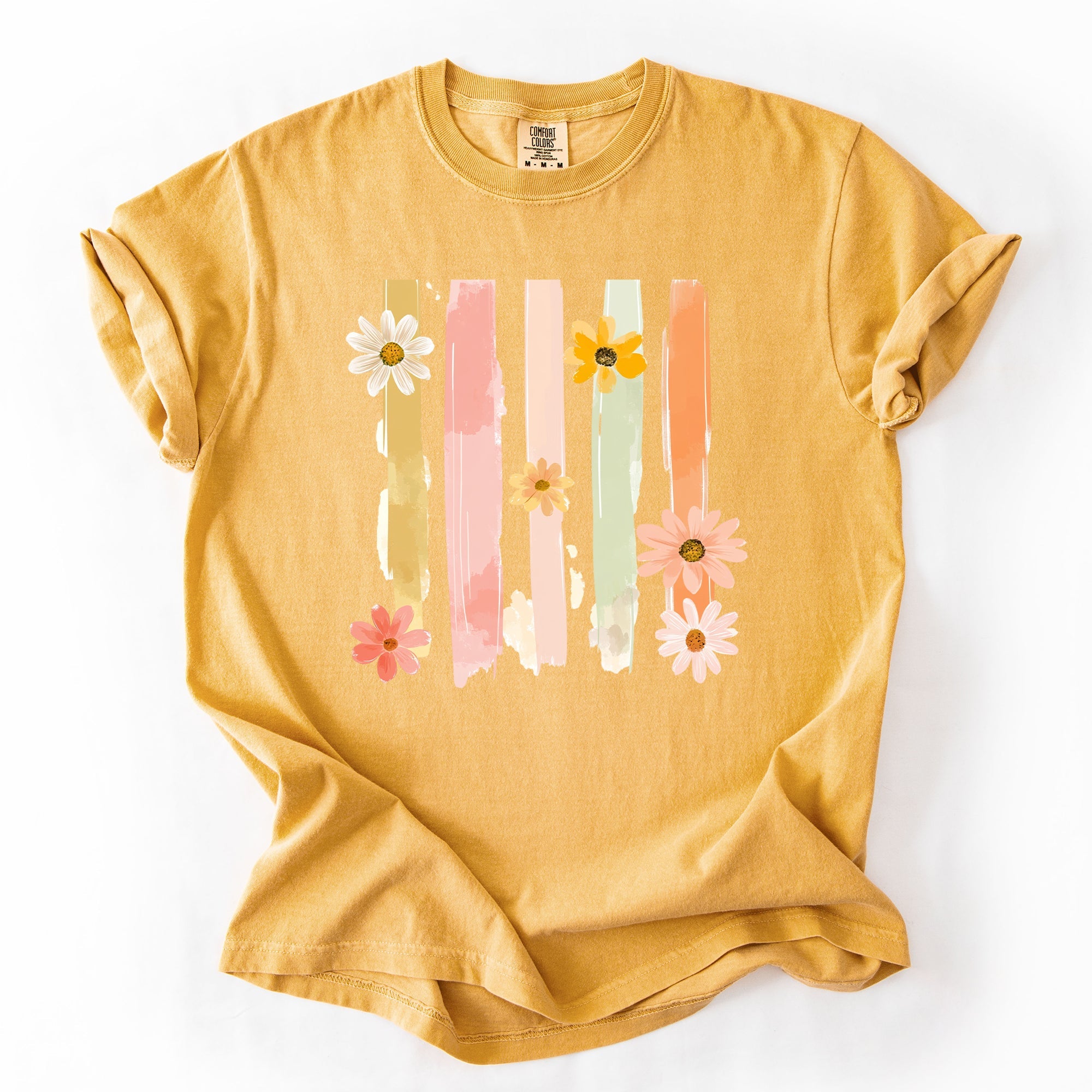 Spring Floral Brush Strokes Comfort Colors Tee