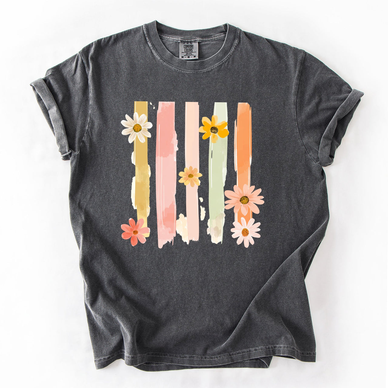 Spring Floral Brush Strokes Comfort Colors Tee