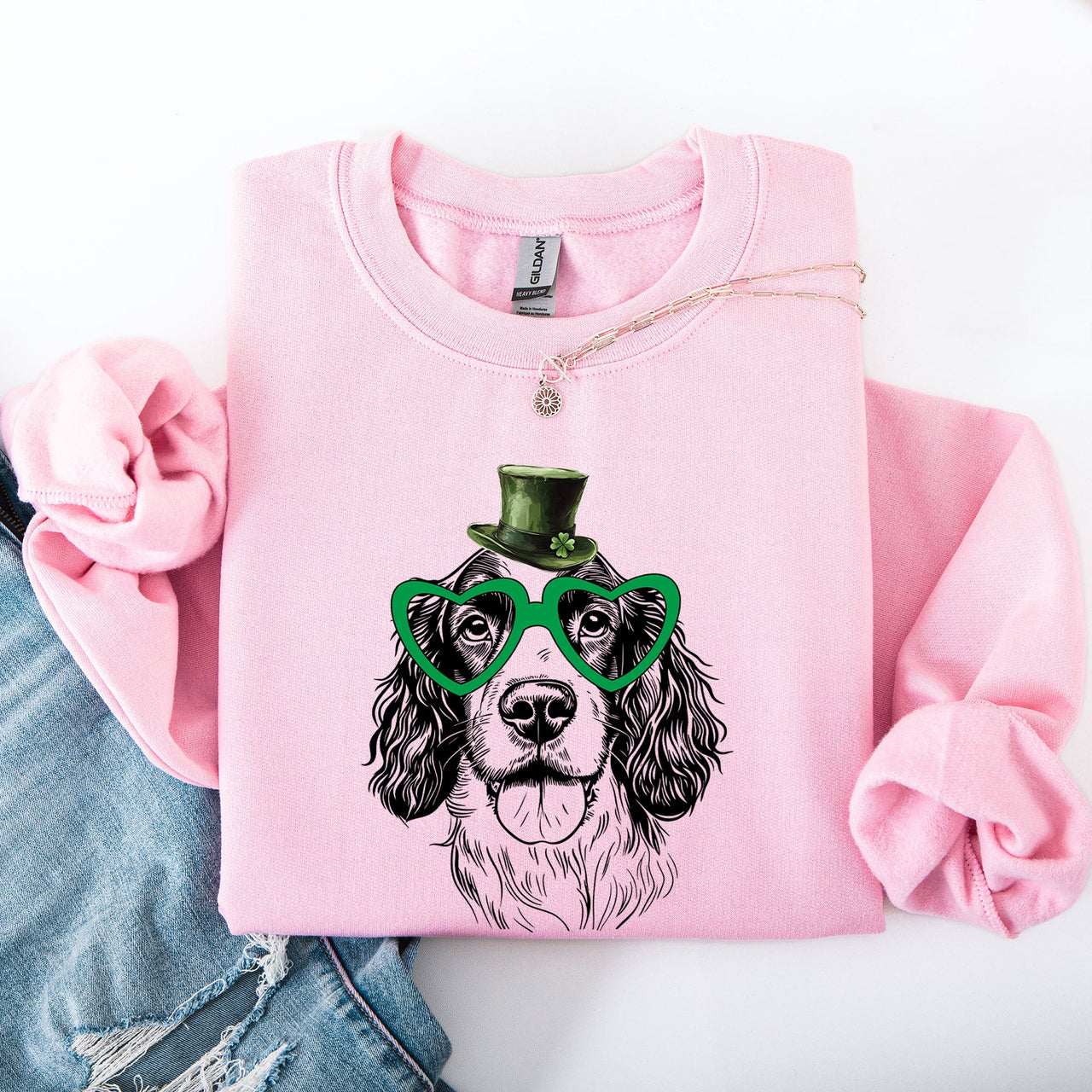 Springer Spaniel Adorable Dog St Patrick's Day Lucky Irish Edition Classic Sweatshirt
