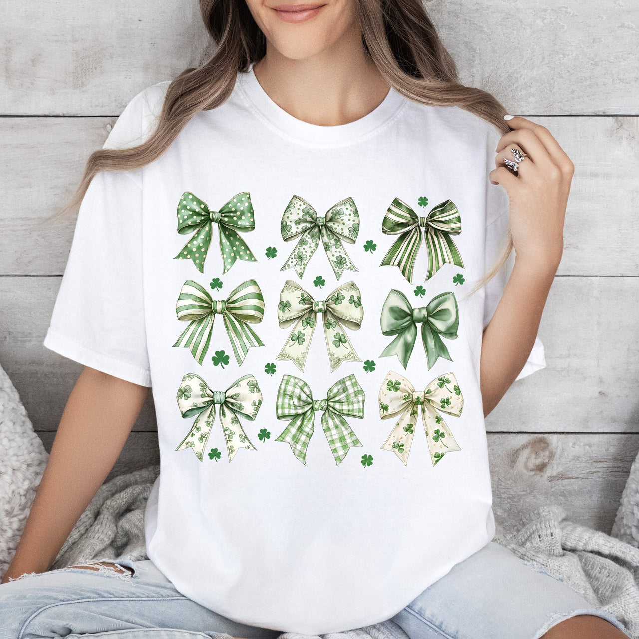 St Patrick's Coquette Bows, Ribbons, St Patrick's Day, Shamrock, Clover, Lucky, Leprechaun Comfort Colors Tee