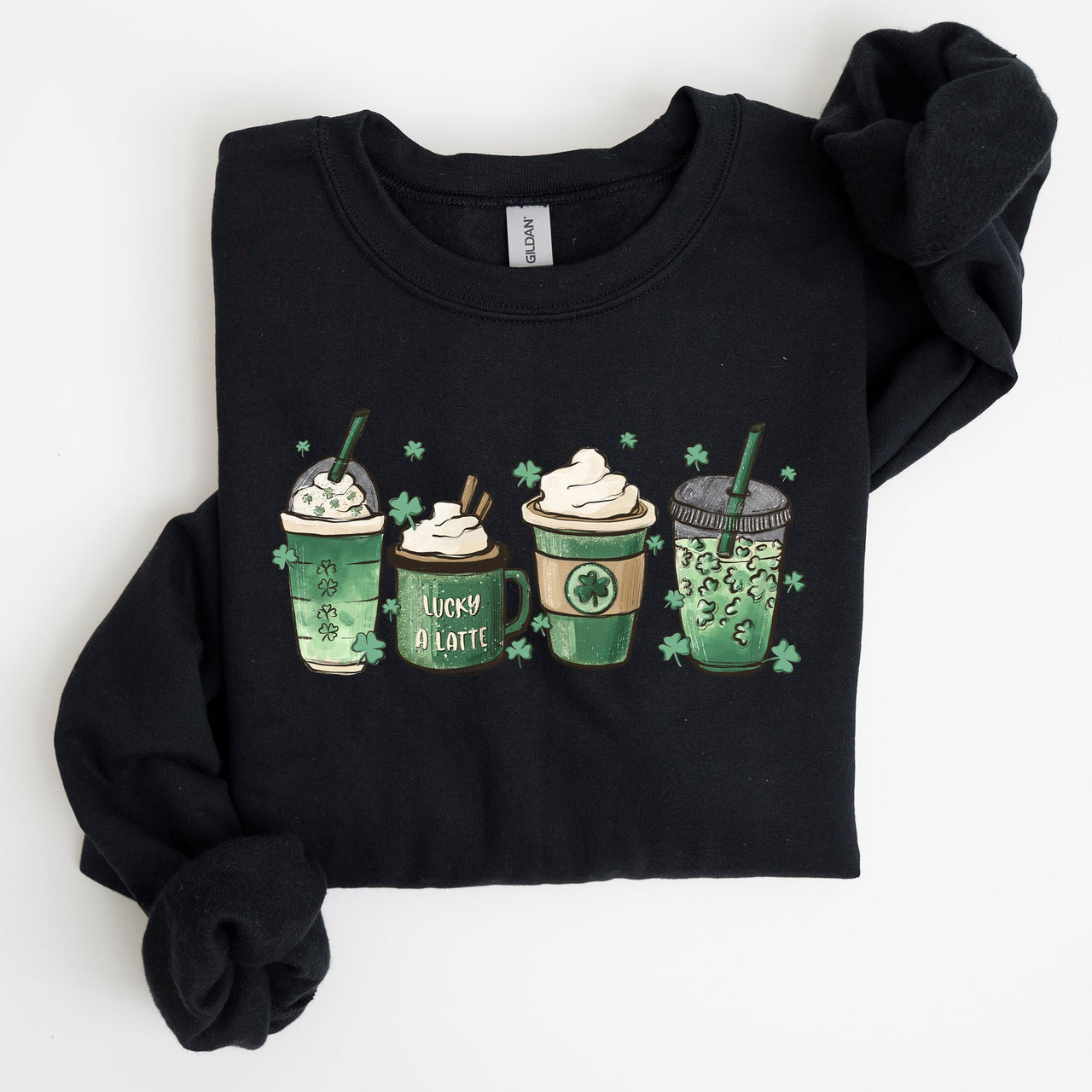 St Patrick's Day Coffee Drinks Cozy Sweatshirt For Coffee Lovers Festive Irish Spirit