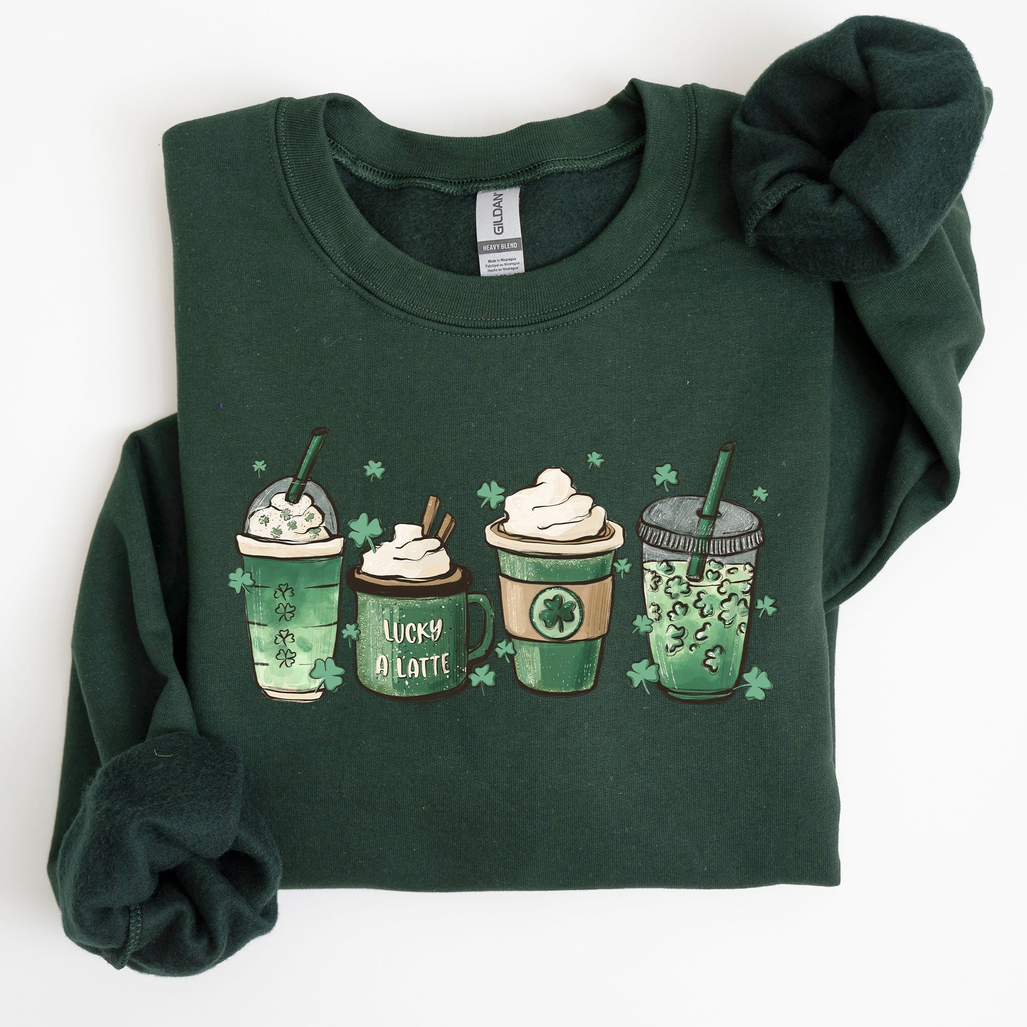 St Patrick's Day Coffee Drinks Cozy Sweatshirt For Coffee Lovers Festive Irish Spirit