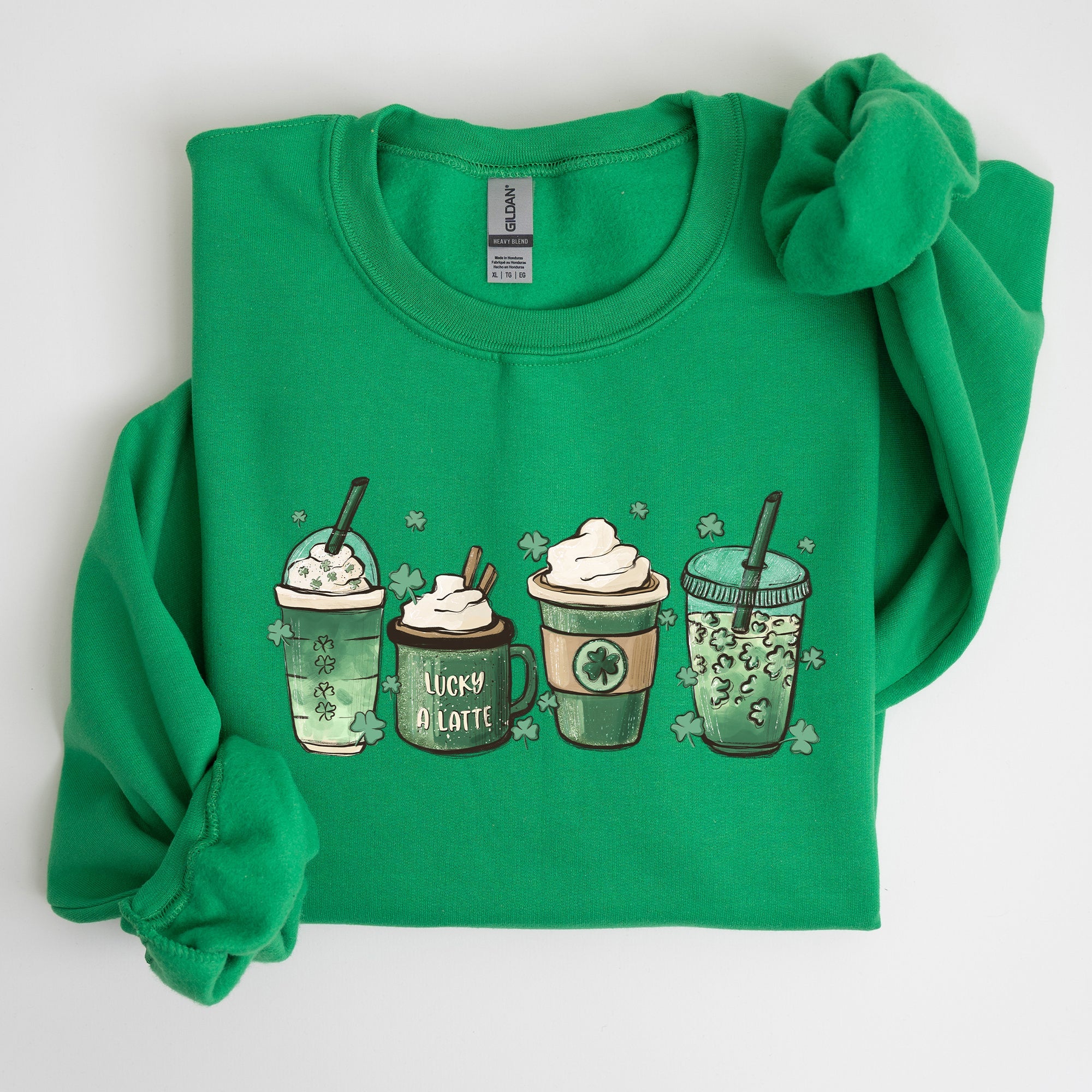St Patrick's Day Coffee Drinks Cozy Sweatshirt For Coffee Lovers Festive Irish Spirit