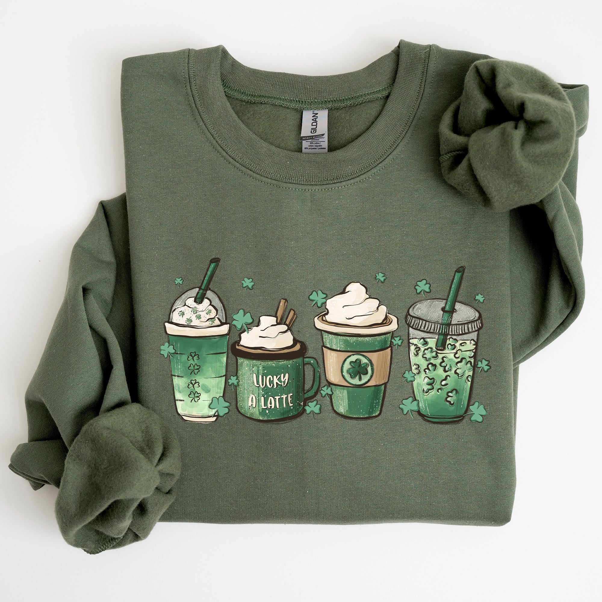 St Patrick's Day Coffee Drinks Cozy Sweatshirt For Coffee Lovers Festive Irish Spirit