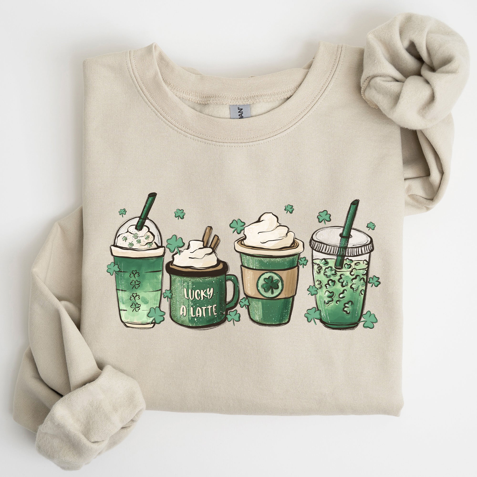 St Patrick's Day Coffee Drinks Cozy Sweatshirt For Coffee Lovers Festive Irish Spirit