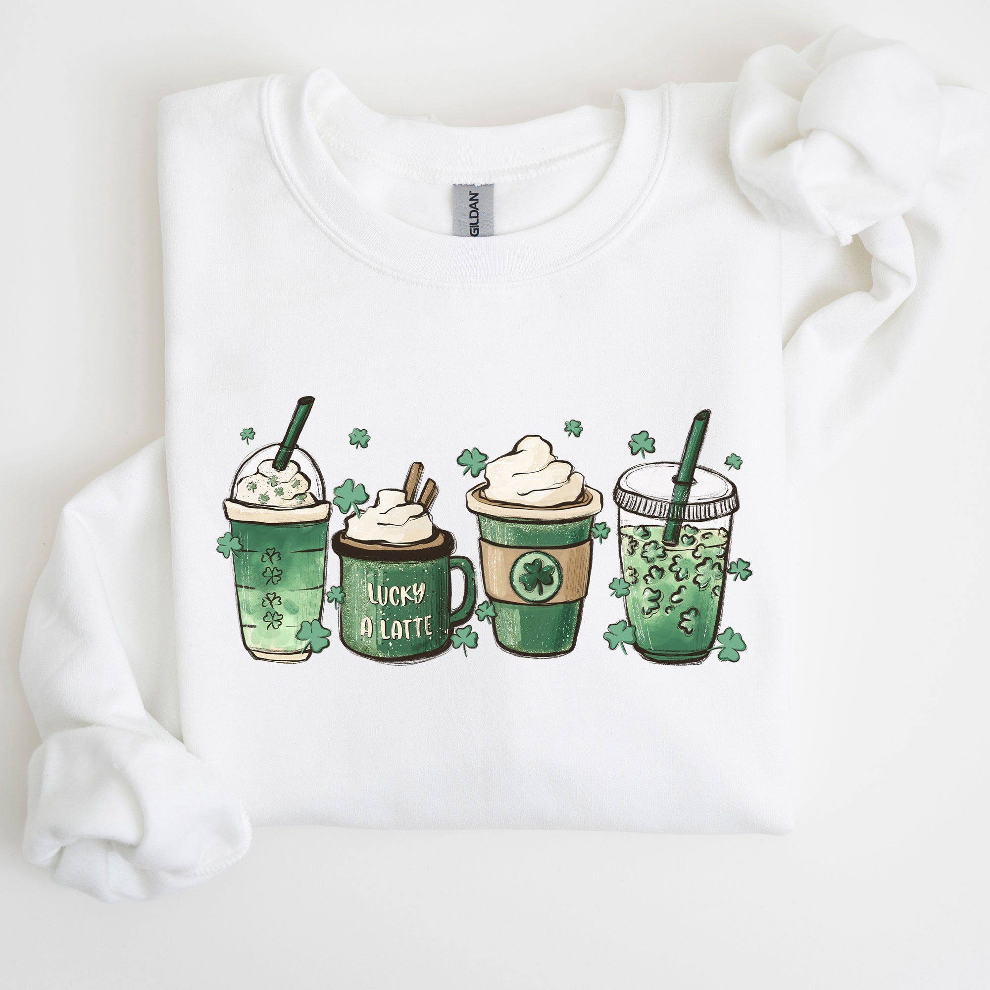 St Patrick's Day Coffee Drinks Cozy Sweatshirt For Coffee Lovers Festive Irish Spirit