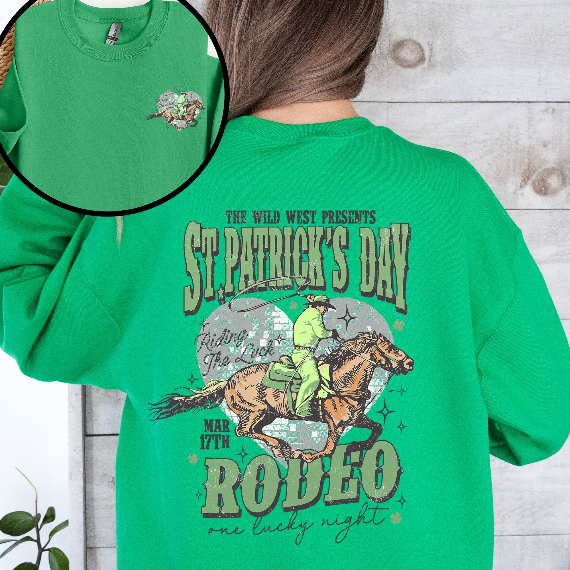 St Patrick's Day Rodeo Cowboy Leprechaun Shamrock Clover Lucky Festive Celebration Sweatshirt