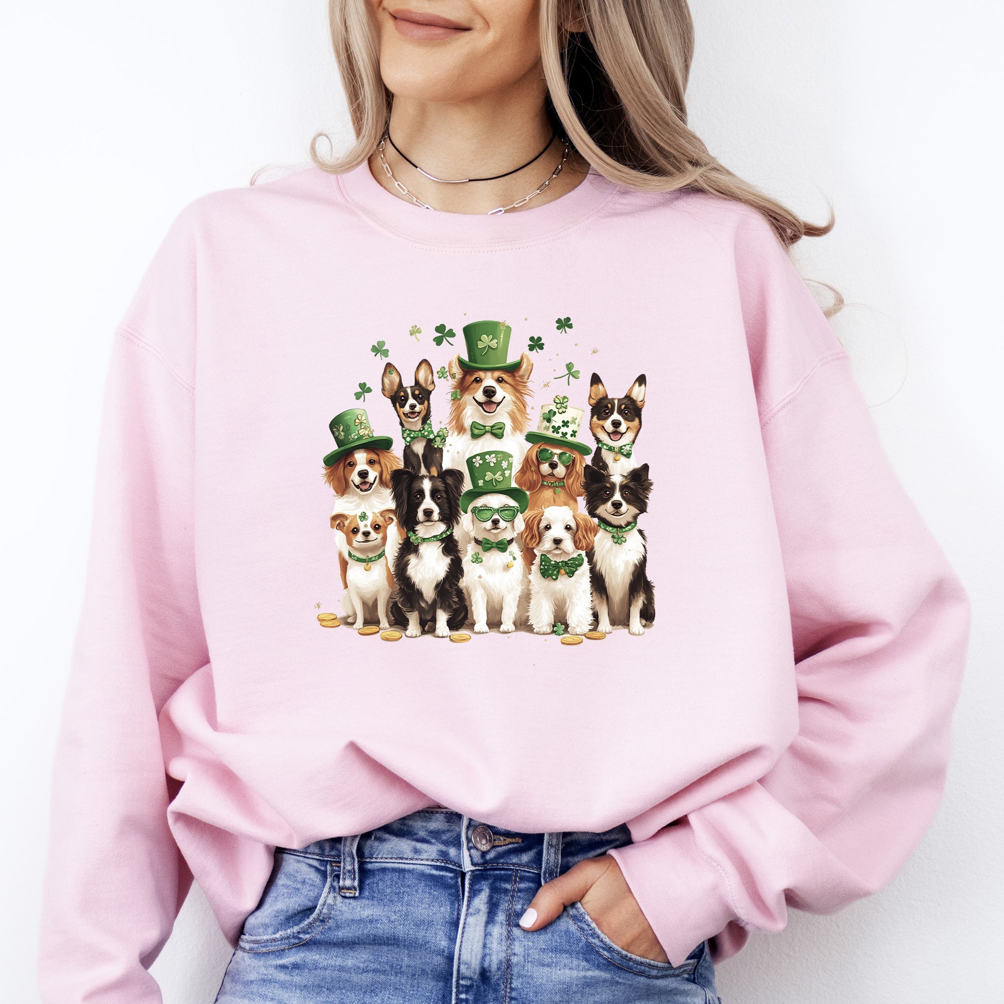 St Patrick's Dogs Adorable St Patrick's Day Shamrock Clover Lucky Leprechaun Sweatshirt