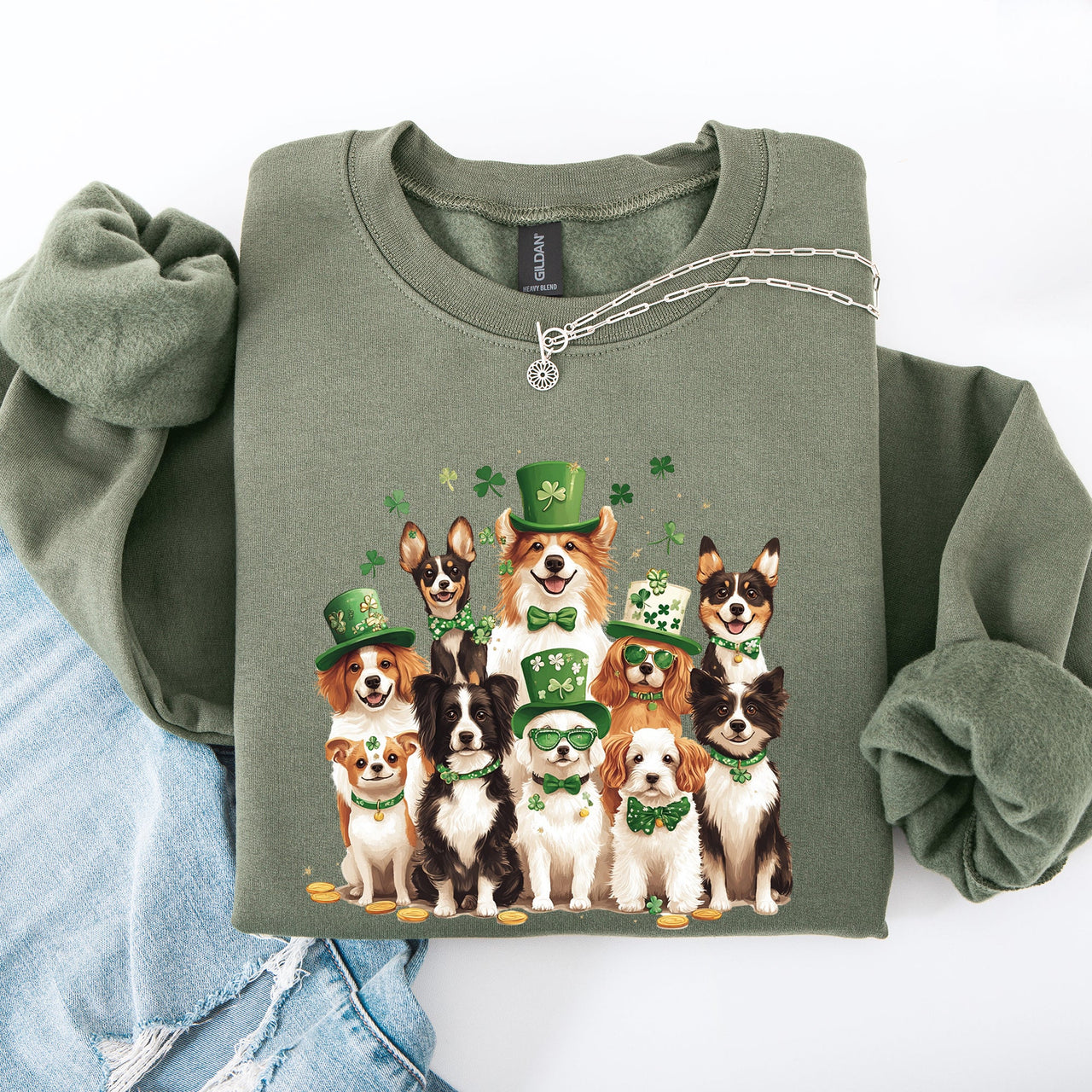 St Patrick's Dogs Adorable St Patrick's Day Shamrock Clover Lucky Leprechaun Sweatshirt