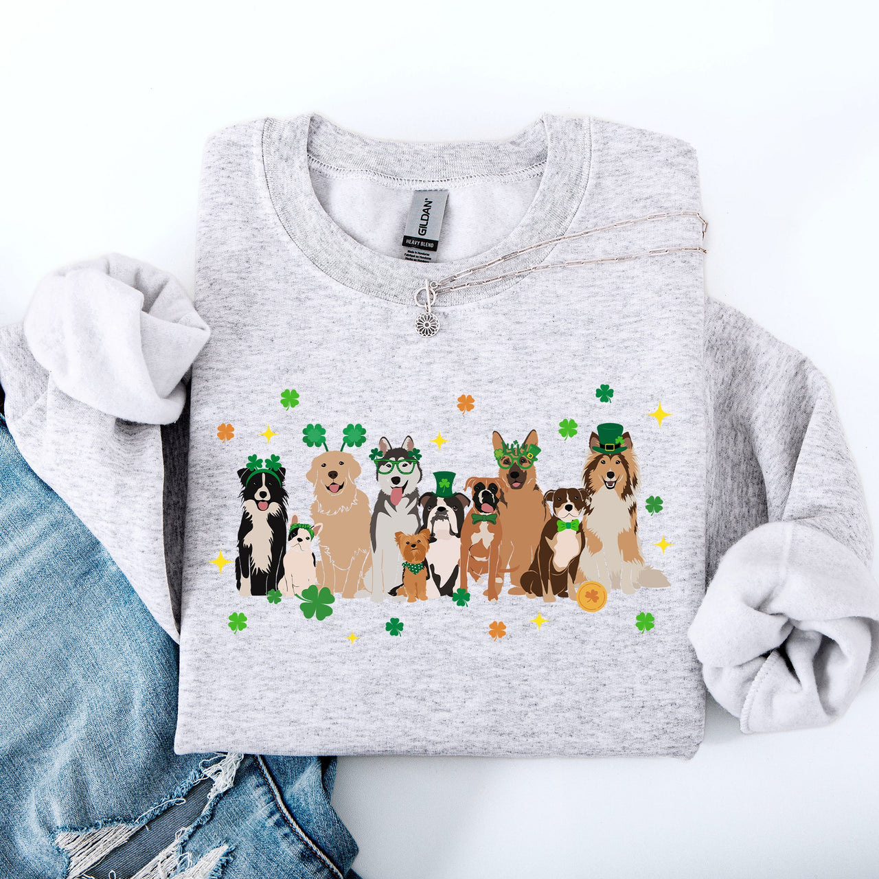 St Patrick's Dogs St Patrick's Day Shamrock Clover Lucky Leprechaun Graphic Sweatshirt