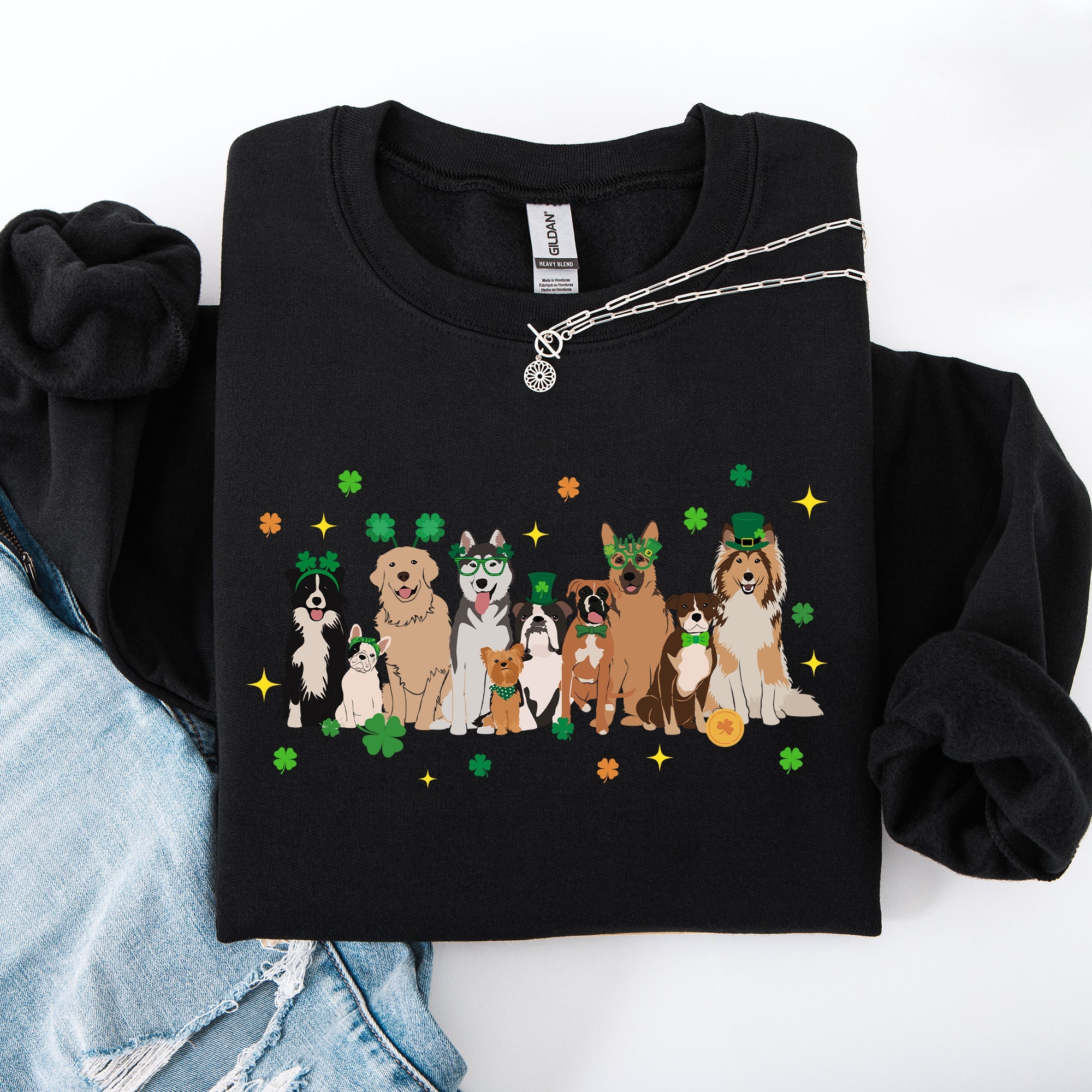 St Patrick's Dogs St Patrick's Day Shamrock Clover Lucky Leprechaun Graphic Sweatshirt