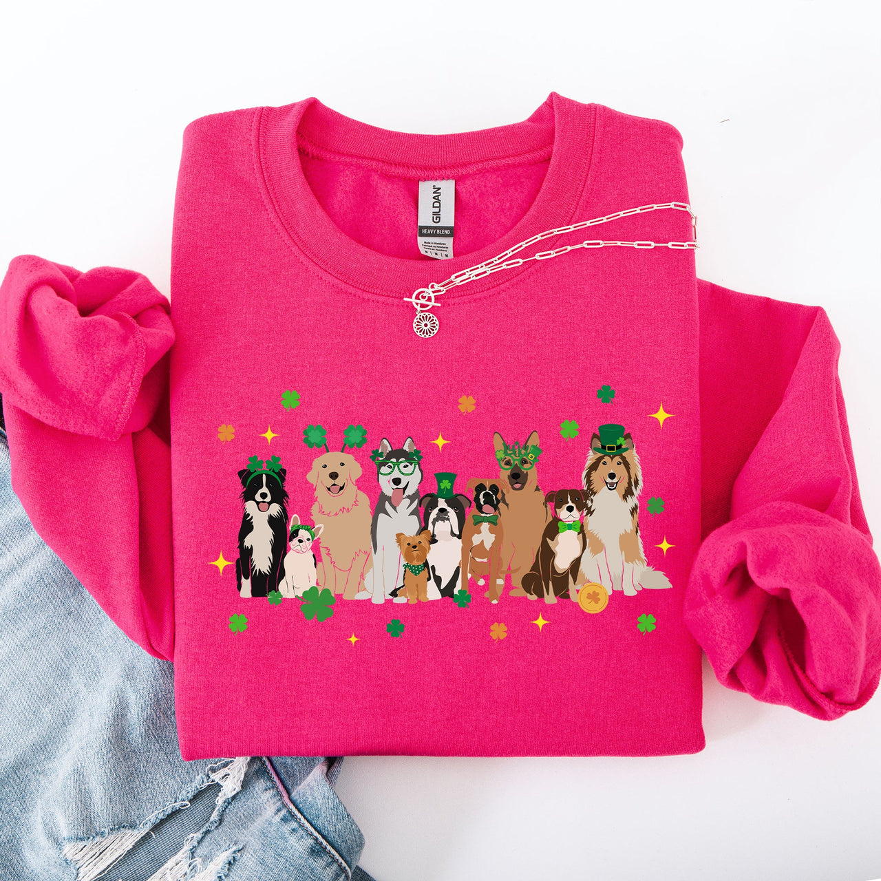 St Patrick's Dogs St Patrick's Day Shamrock Clover Lucky Leprechaun Graphic Sweatshirt