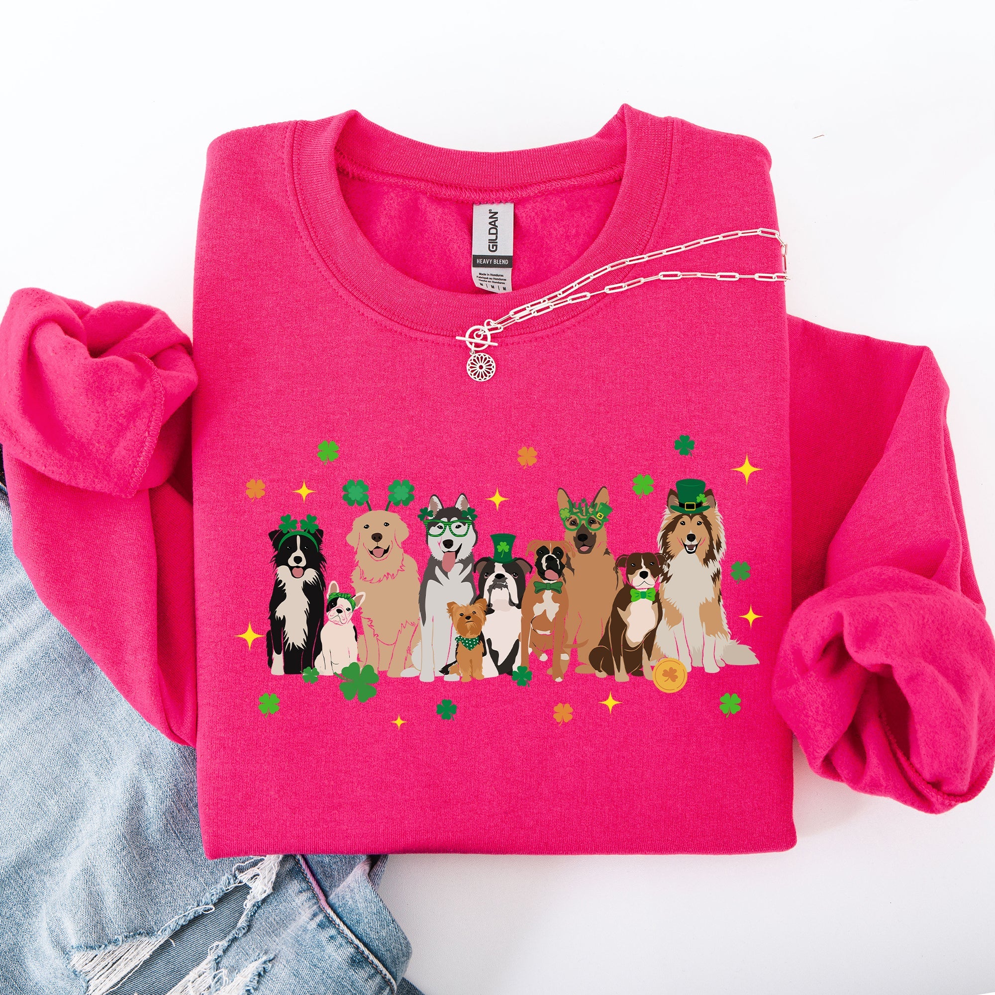 St Patrick's Dogs St Patrick's Day Shamrock Clover Lucky Leprechaun Graphic Sweatshirt