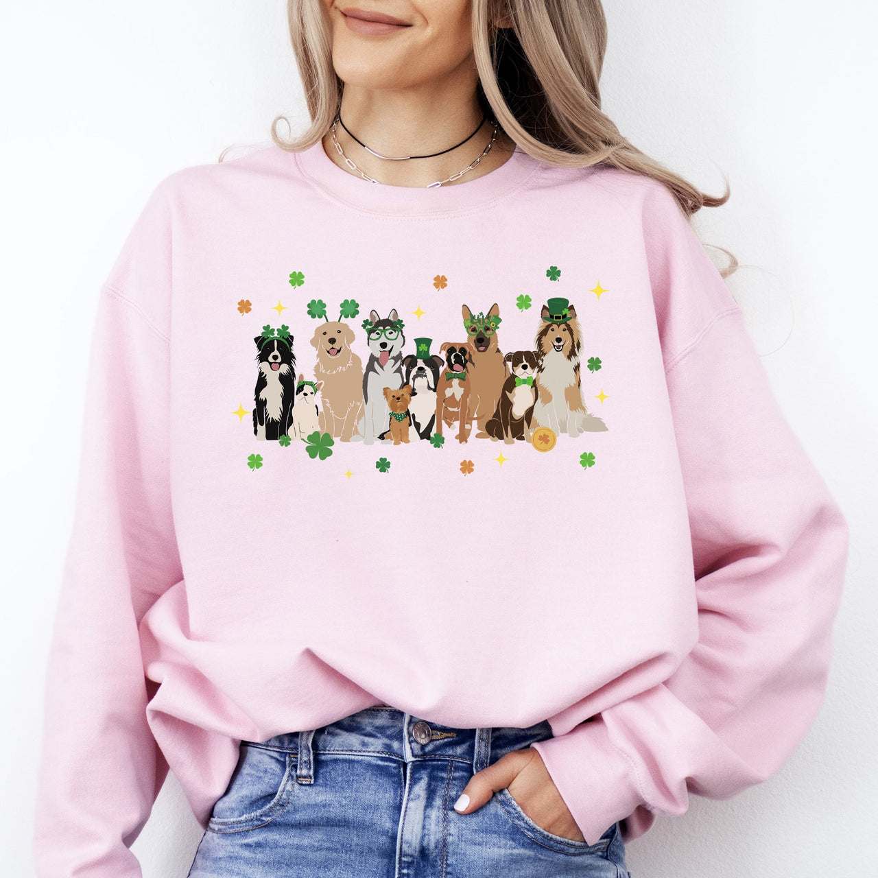 St Patrick's Dogs St Patrick's Day Shamrock Clover Lucky Leprechaun Graphic Sweatshirt