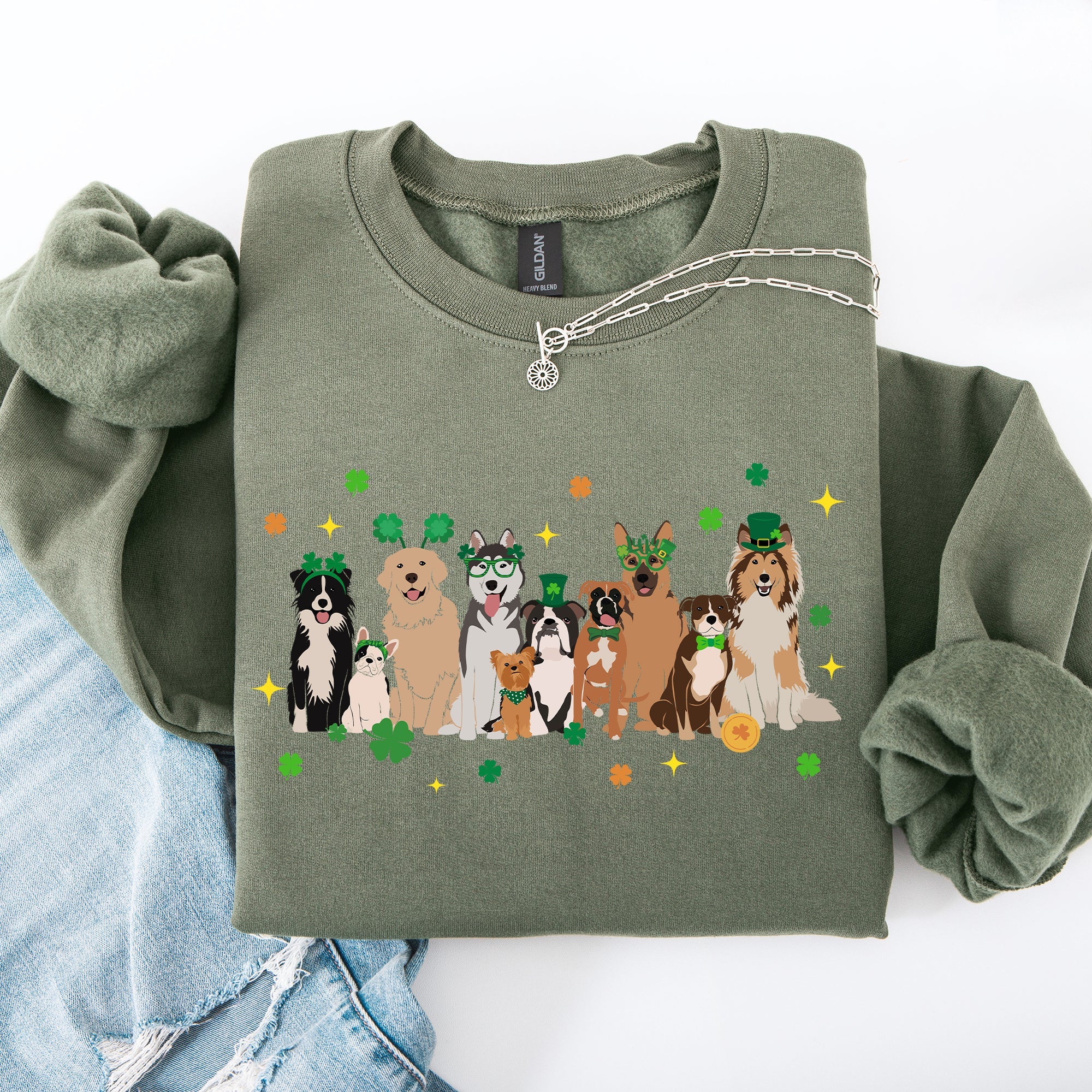St Patrick's Dogs St Patrick's Day Shamrock Clover Lucky Leprechaun Graphic Sweatshirt