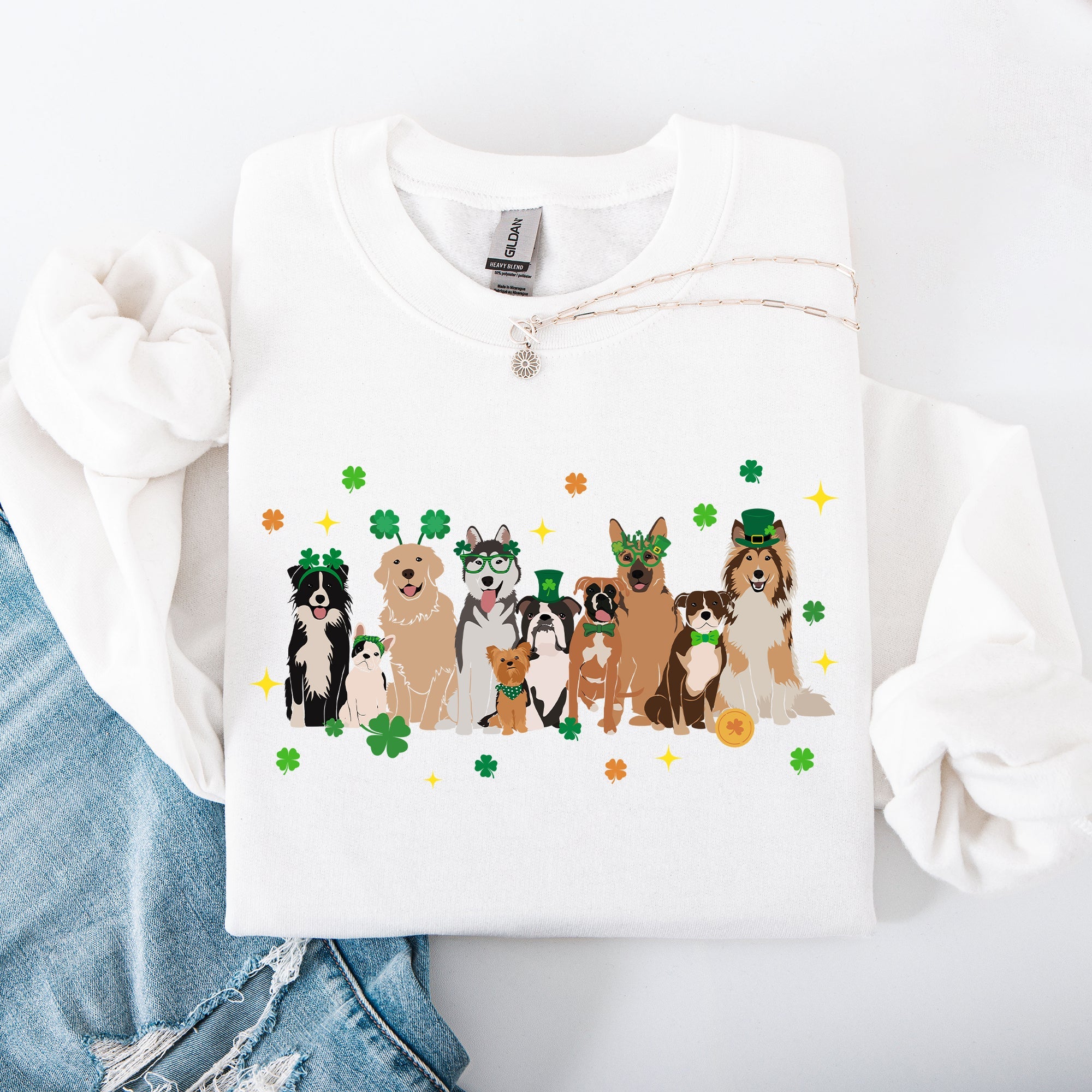 St Patrick's Dogs St Patrick's Day Shamrock Clover Lucky Leprechaun Graphic Sweatshirt