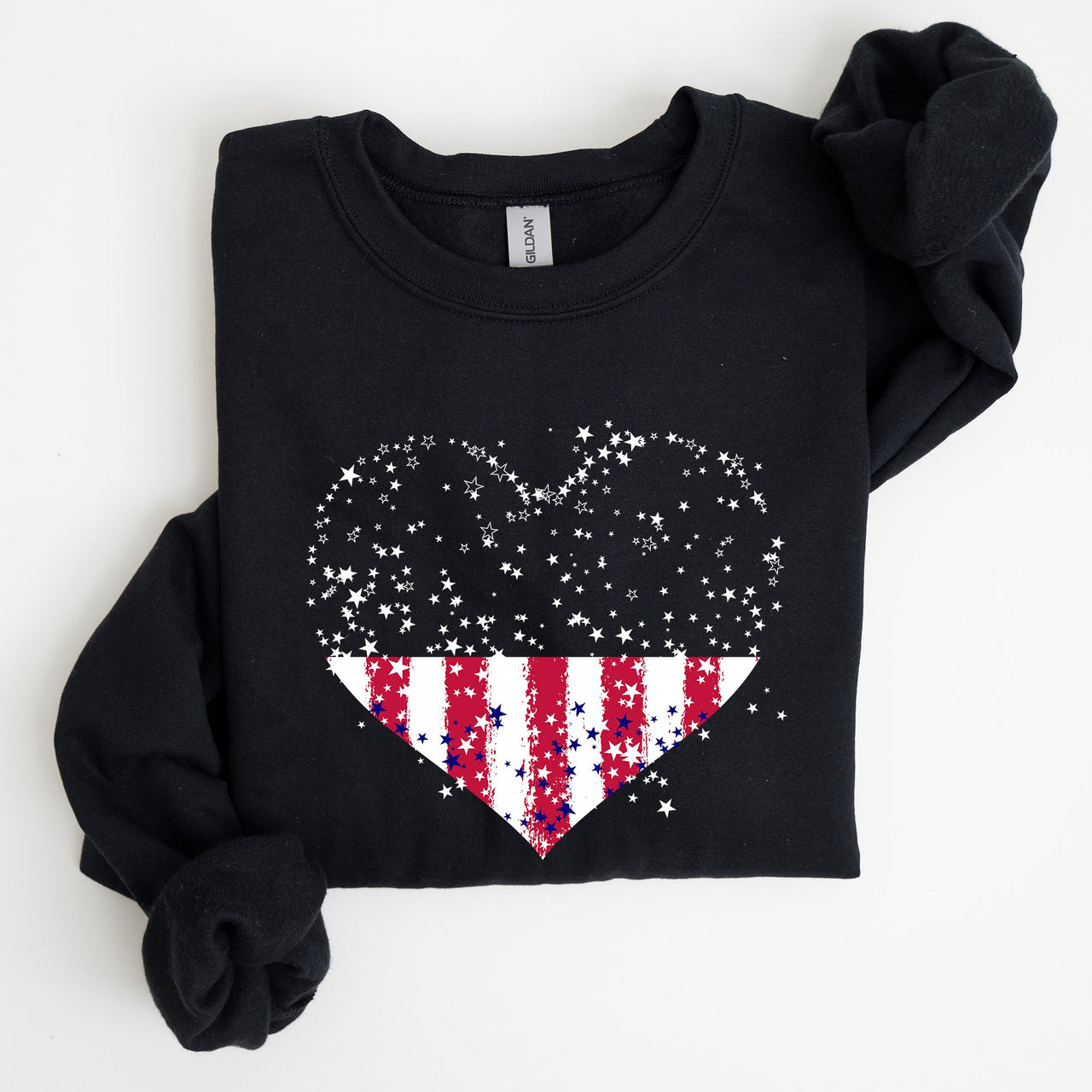 Star Hearts Red White Blue Fourth Of July Patriotic Celebration Edition Sweatshirt