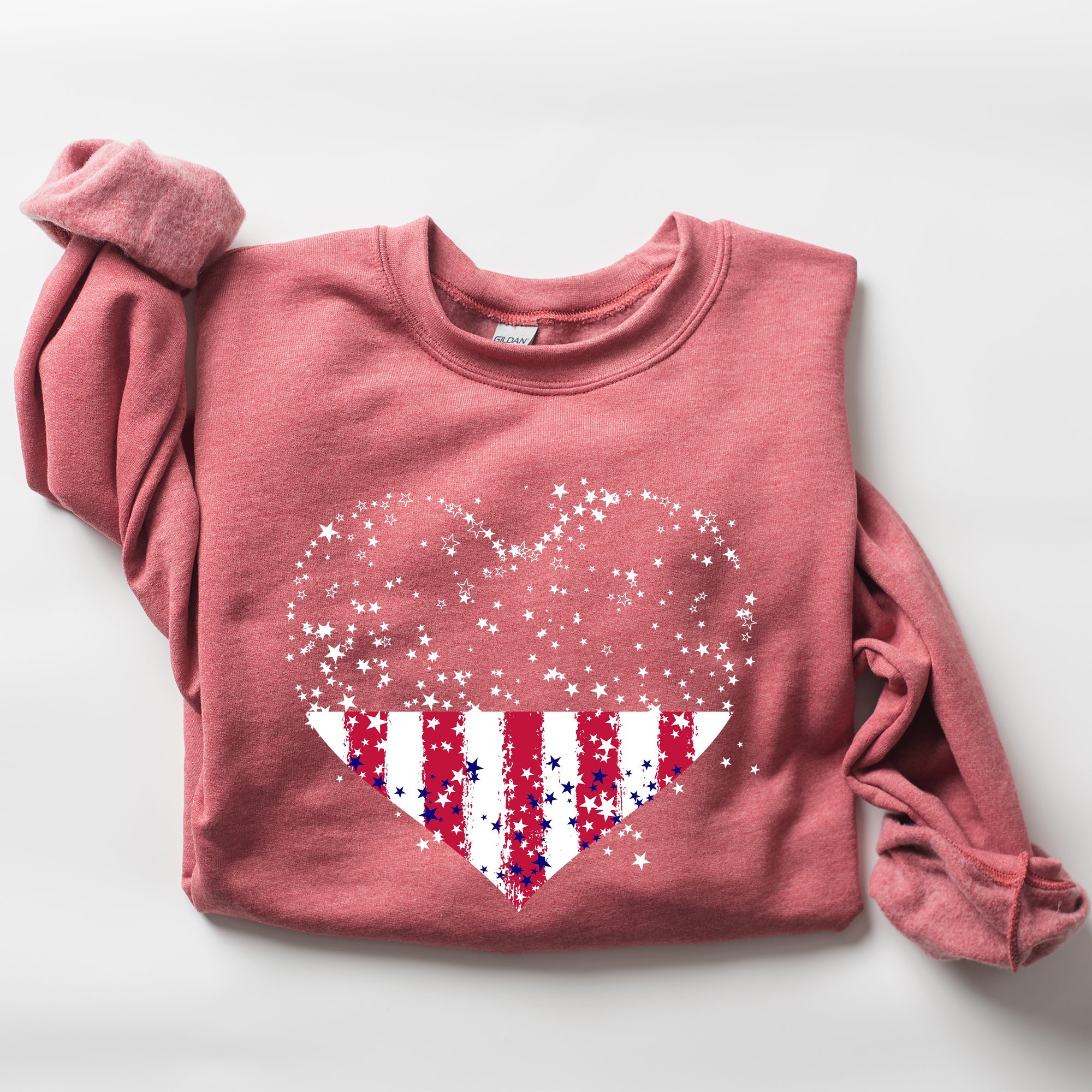 Star Hearts Red White Blue Fourth Of July Patriotic Celebration Edition Sweatshirt