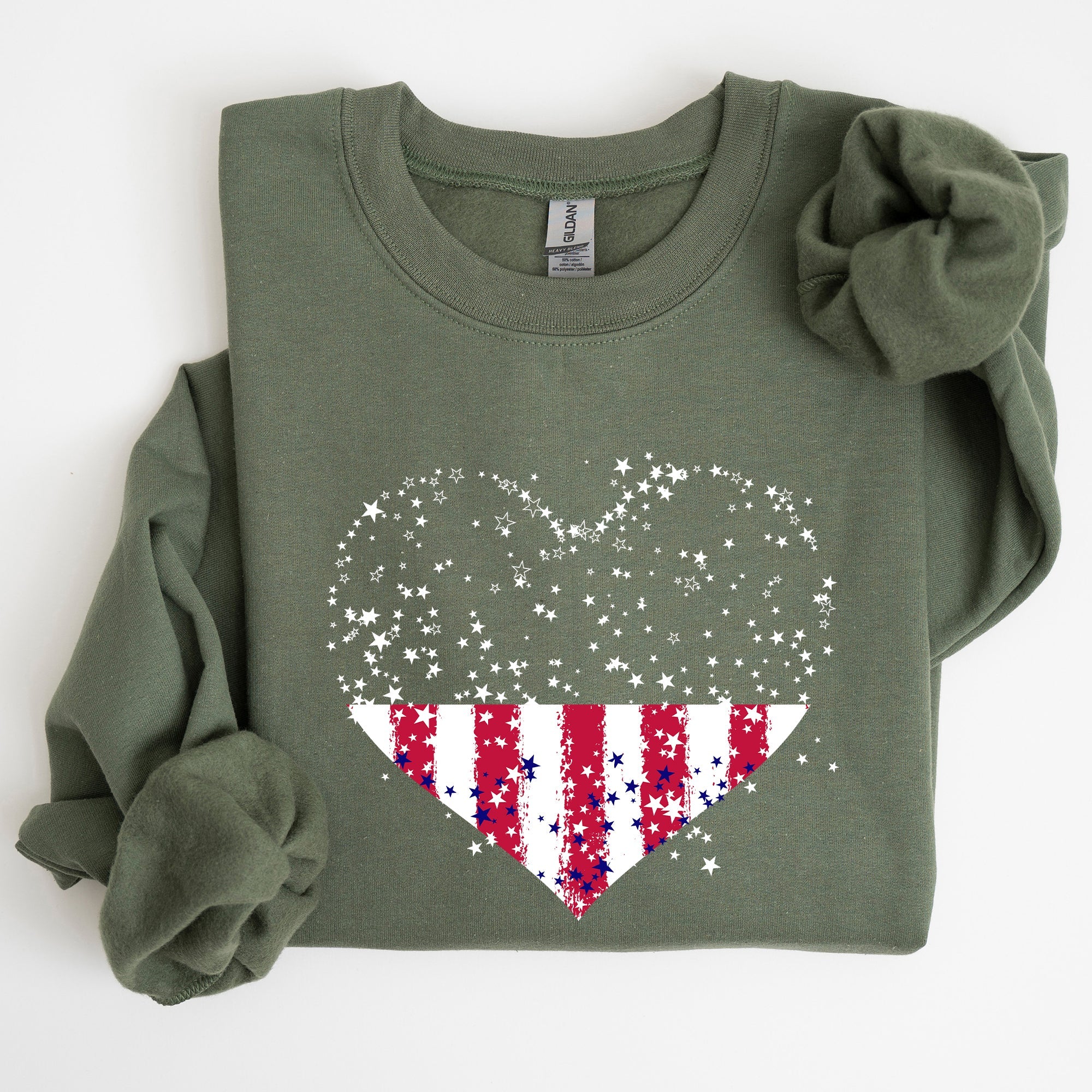 Star Hearts Red White Blue Fourth Of July Patriotic Celebration Edition Sweatshirt