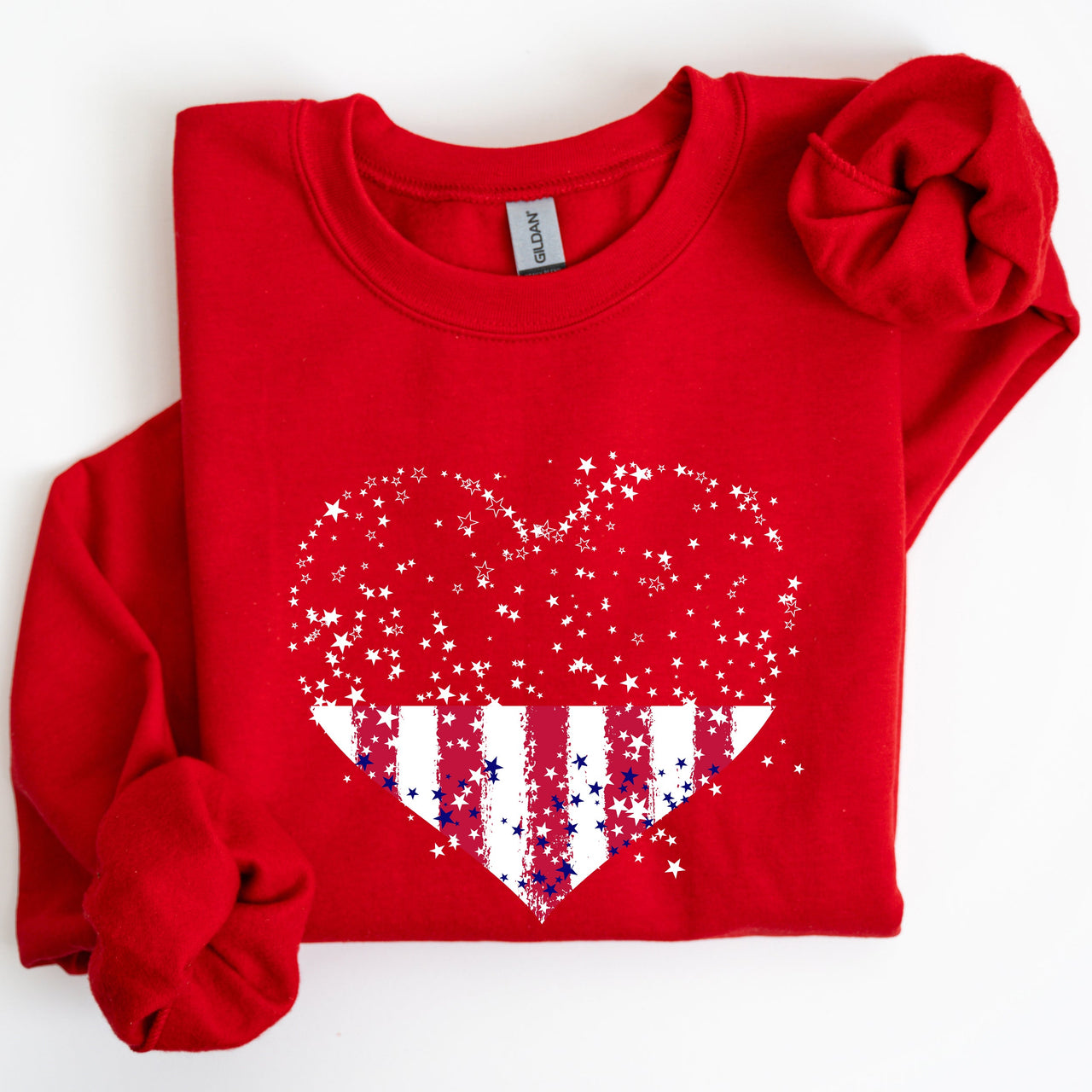 Star Hearts Red White Blue Fourth Of July Patriotic Celebration Edition Sweatshirt