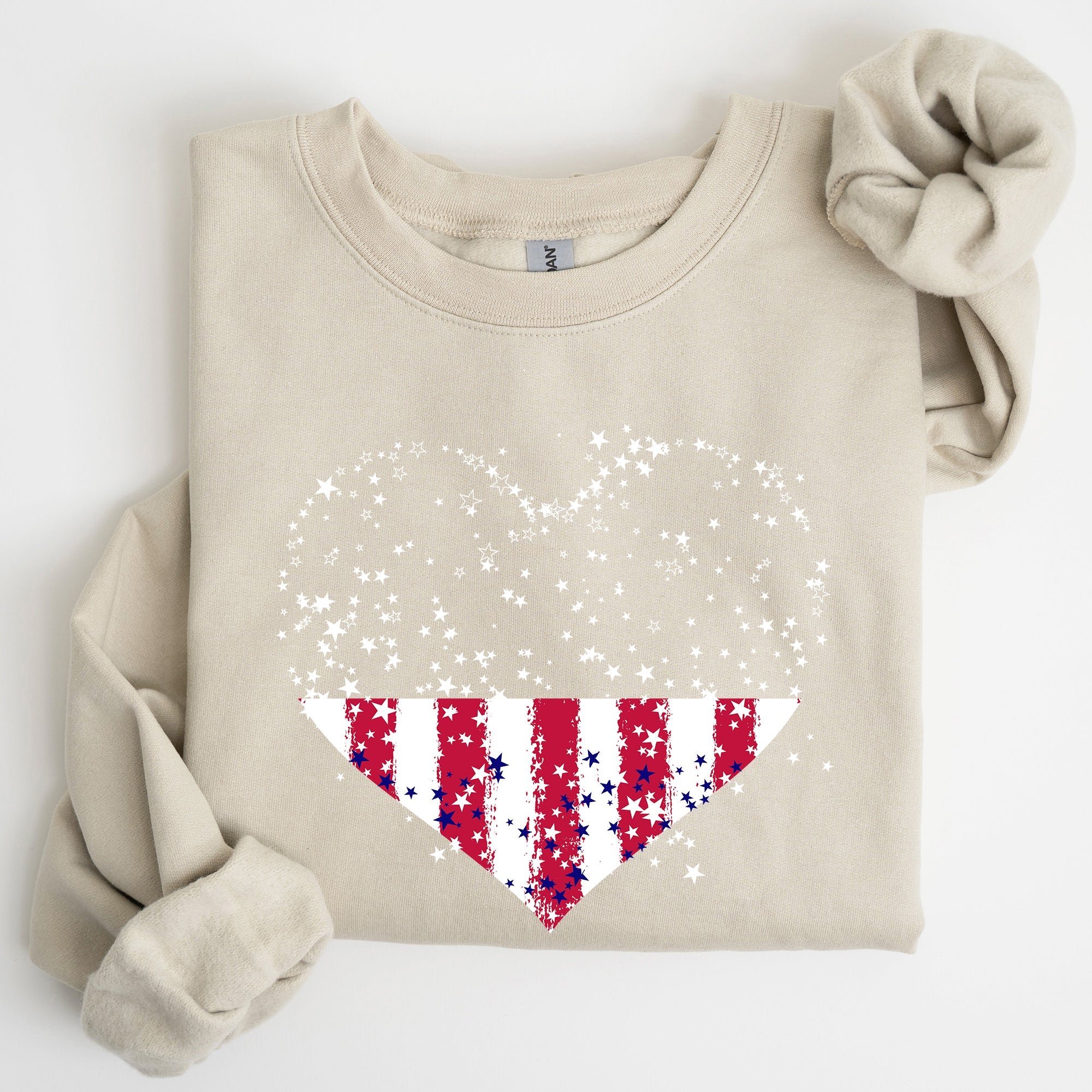 Star Hearts Red White Blue Fourth Of July Patriotic Celebration Edition Sweatshirt