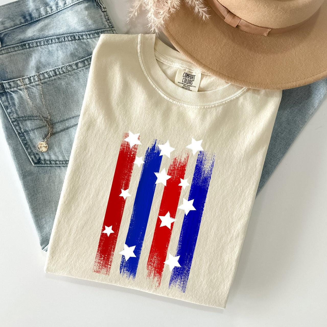 Stars Stripes Red White Blue Patriotic America Flag Design For Freedom Lovers Comfort Colors Tee