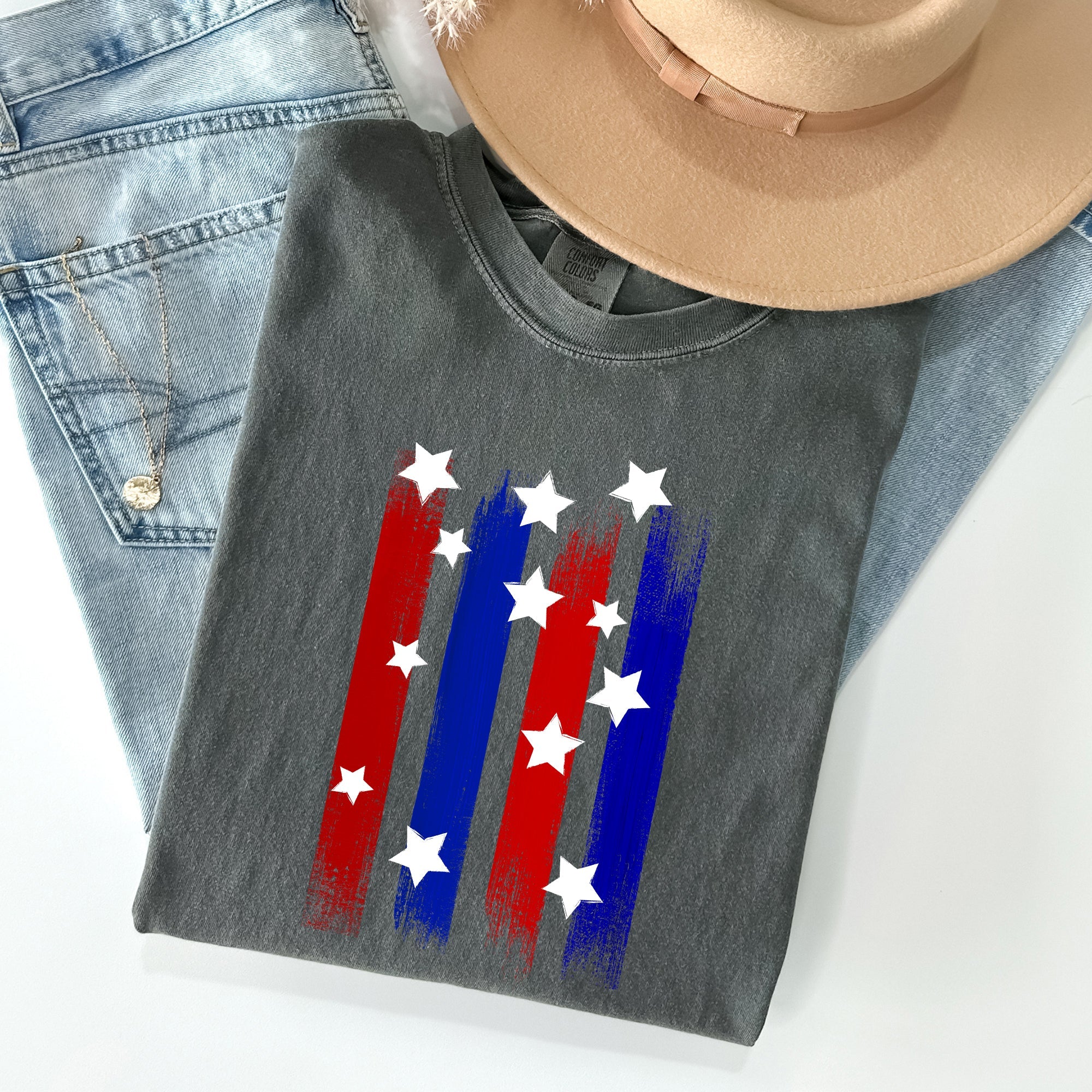 Stars Stripes Red White Blue Patriotic America Flag Design For Freedom Lovers Comfort Colors Tee