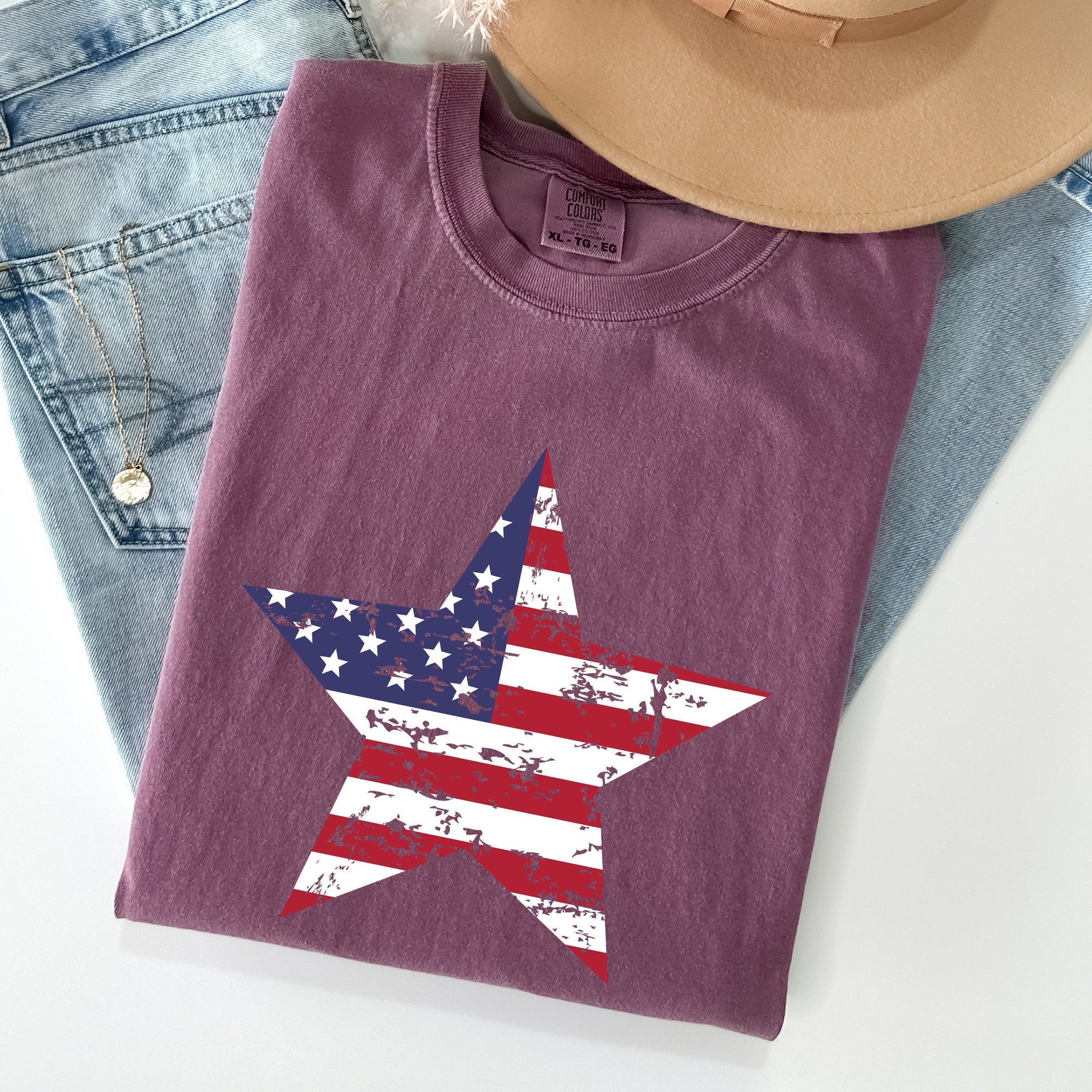 Stars and Stripes Patriotic Fourth of July Flag Design Graphic Comfort Colors Tee