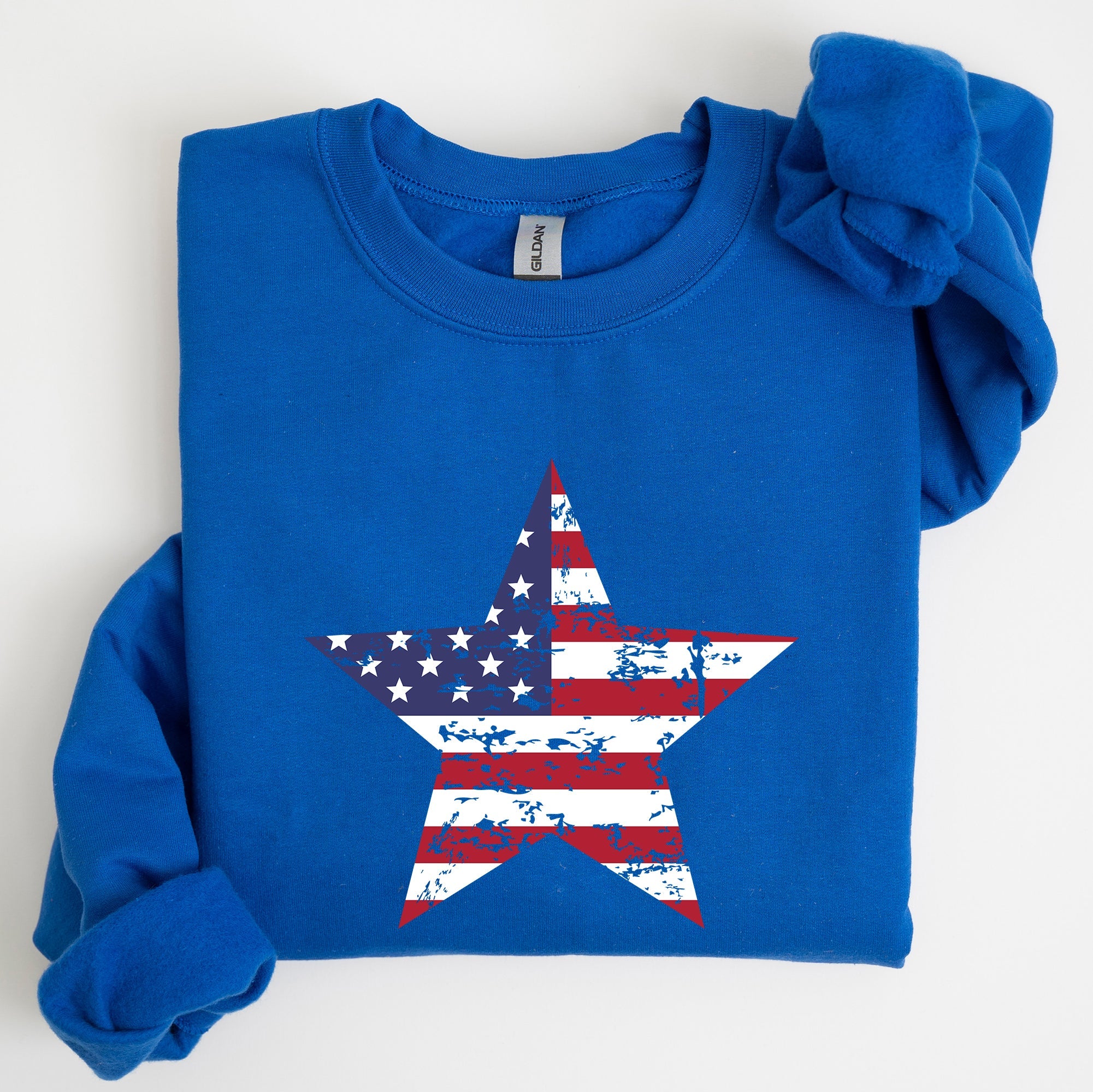 Stars And Stripes Flag Patriotic 4th Of July Graphic Design Celebration Sweatshirt
