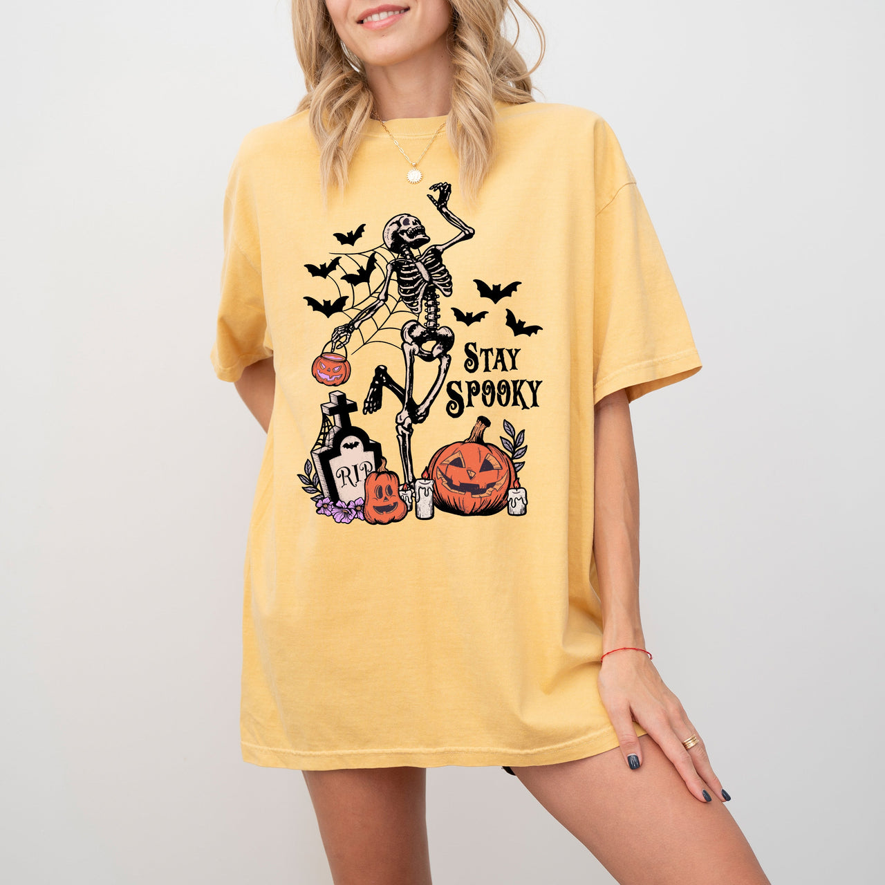 Stay Spooky Skeleton Dancing Halloween Jack-O-Lantern Edition Comfort Colors Tee