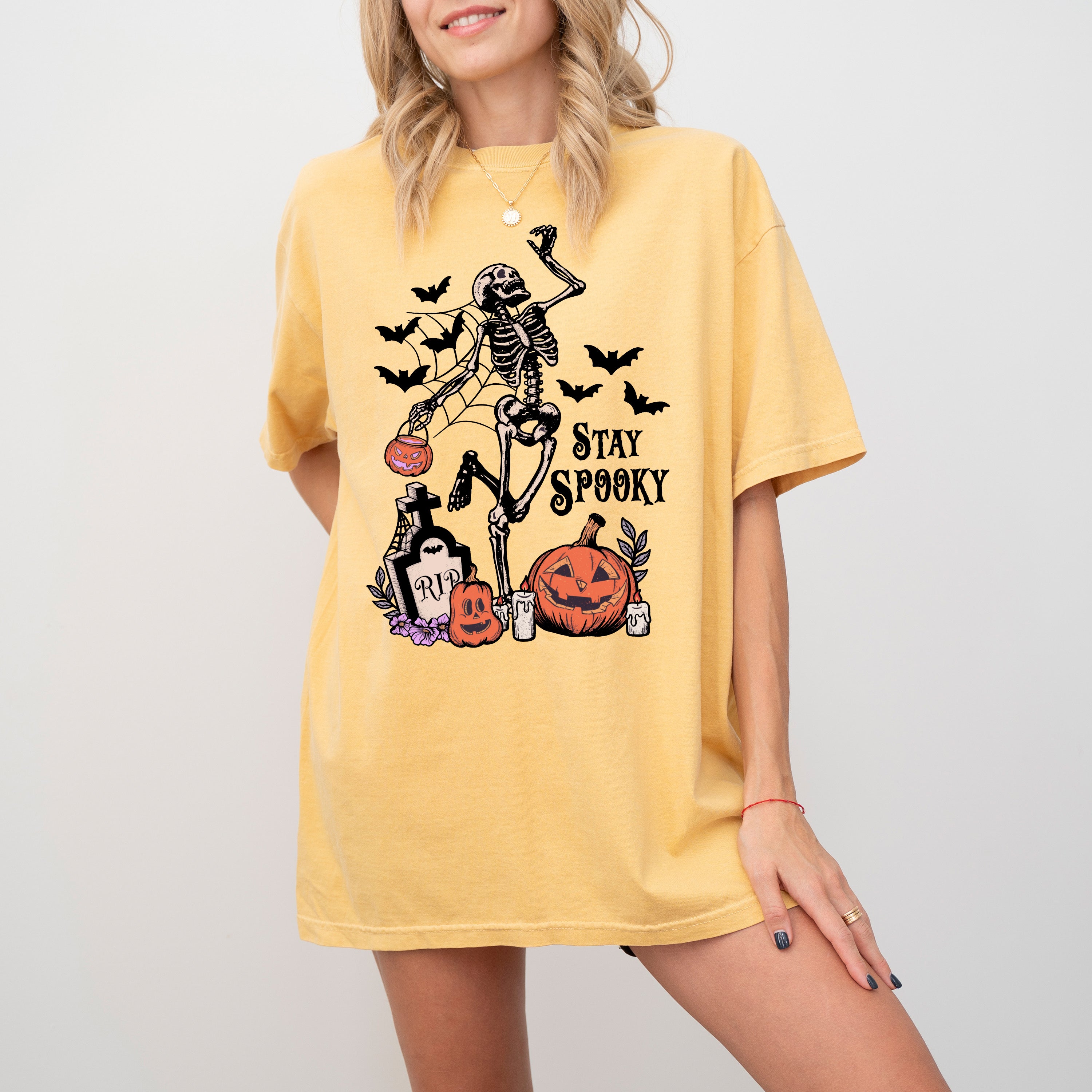 Stay Spooky Skeleton Dancing Halloween Jack-O-Lantern Edition Comfort Colors Tee