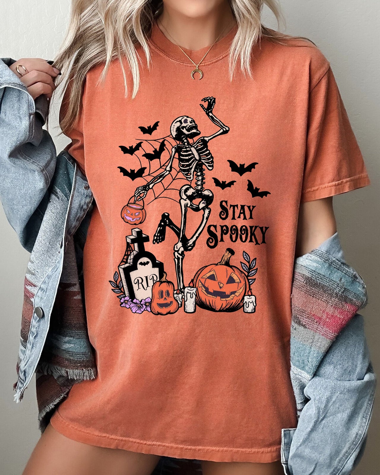 Stay Spooky Skeleton Dancing Halloween Jack-O-Lantern Edition Comfort Colors Tee