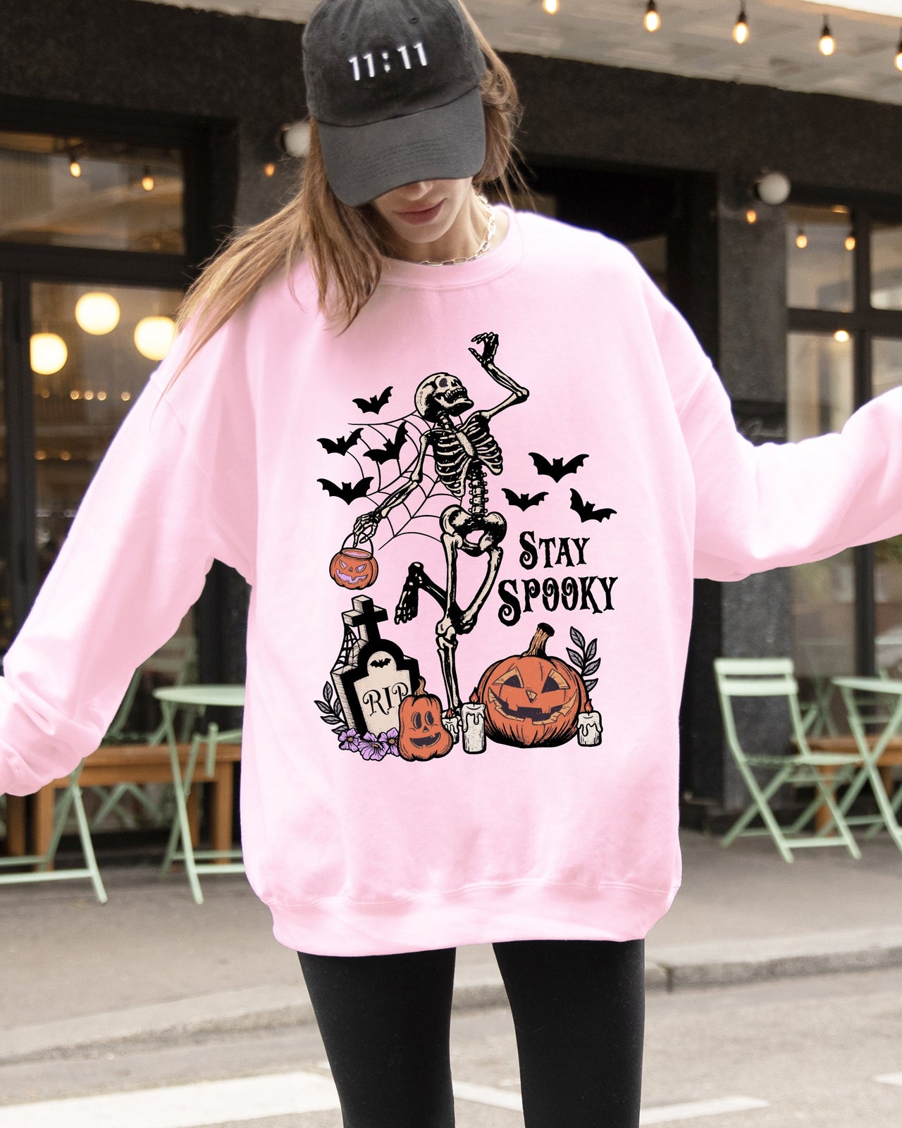 Stay Spooky Skeleton Dancing Halloween Jack-O-Lantern Night Edition Deluxe Sweatshirt