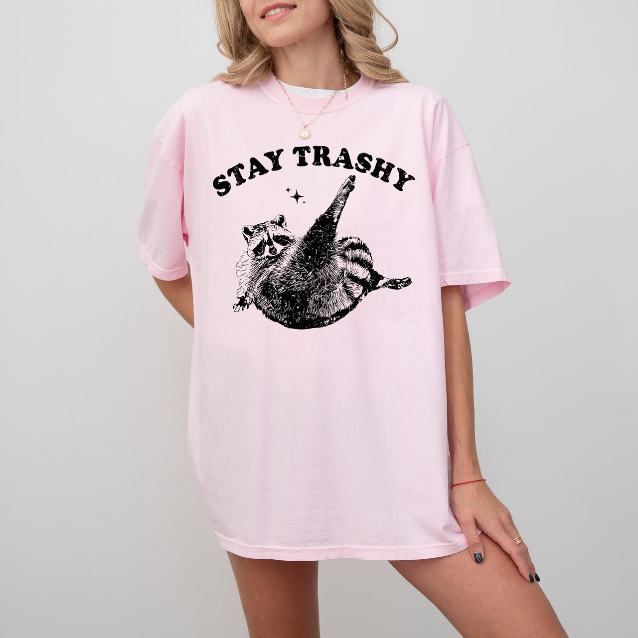 Stay Trashy Raccoon Meme Aesthetic Funny Original Artwork Edition Comfort Colors Tee