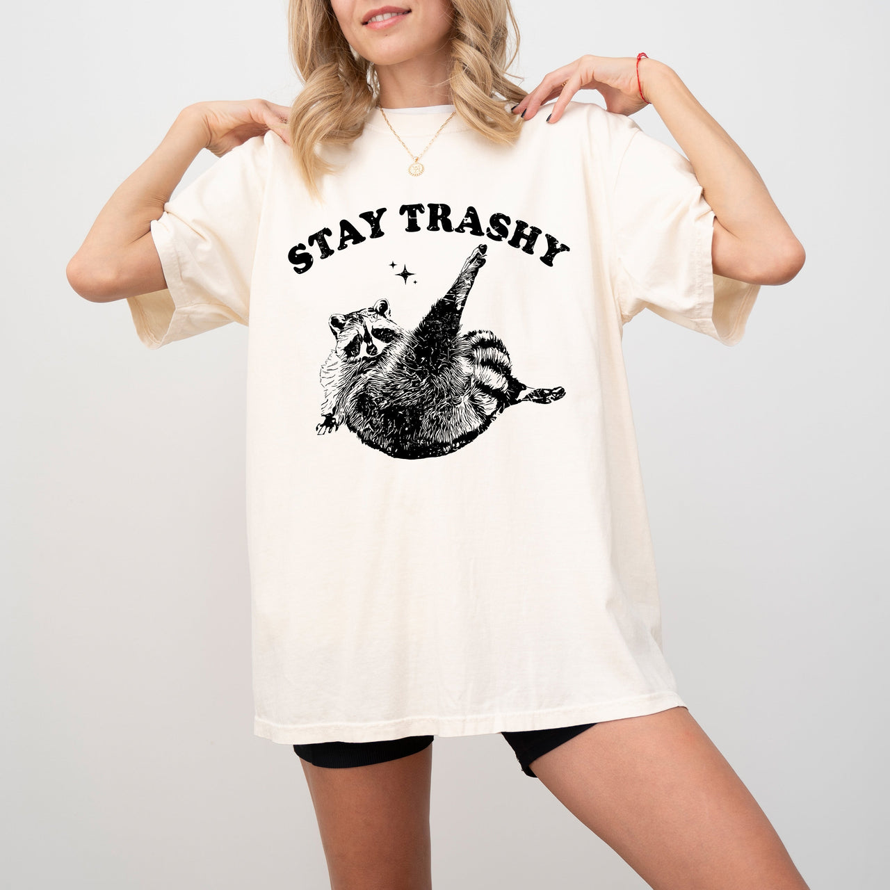 Stay Trashy Raccoon Meme Aesthetic Funny Original Artwork Edition Comfort Colors Tee