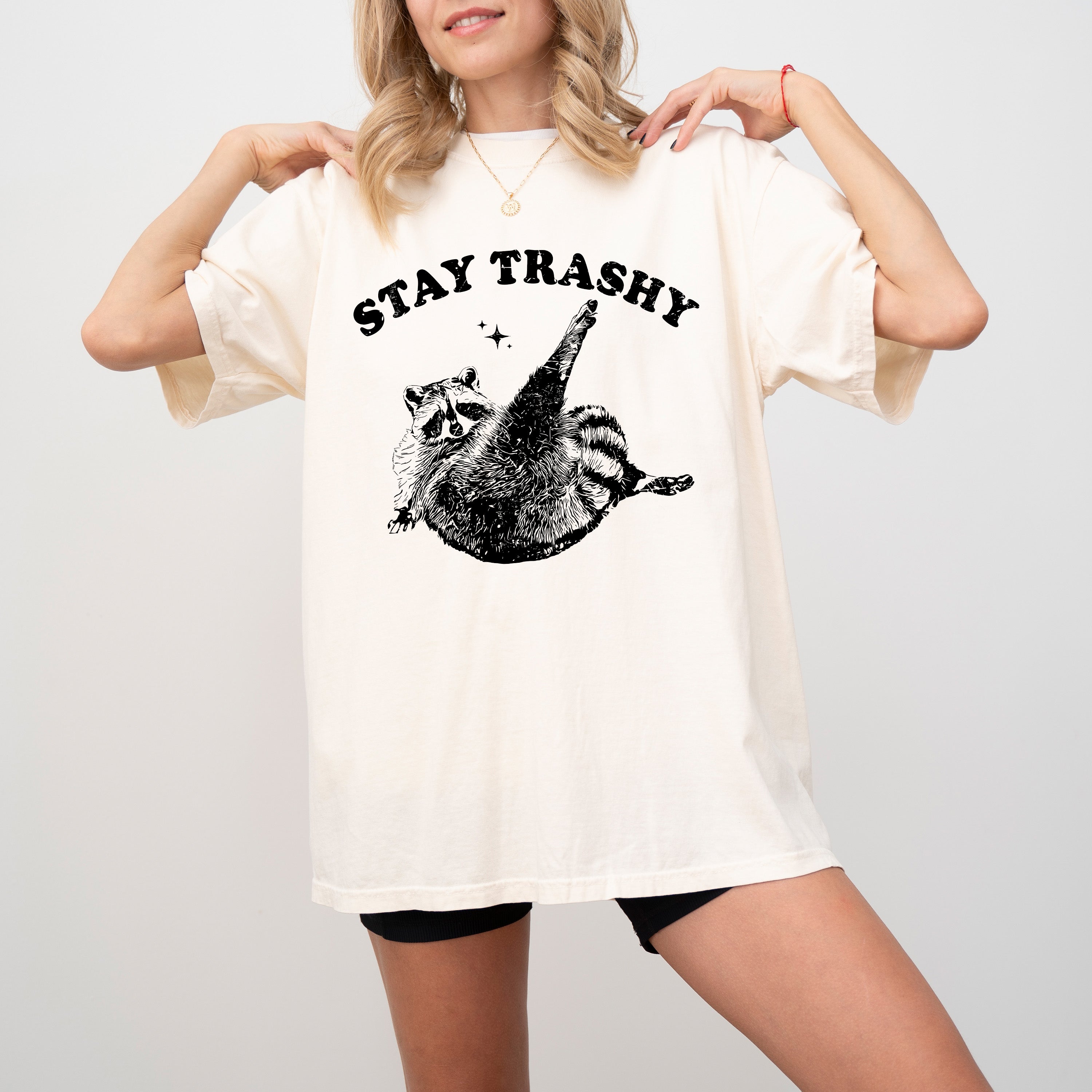 Stay Trashy Raccoon Meme Aesthetic Funny Original Artwork Edition Comfort Colors Tee