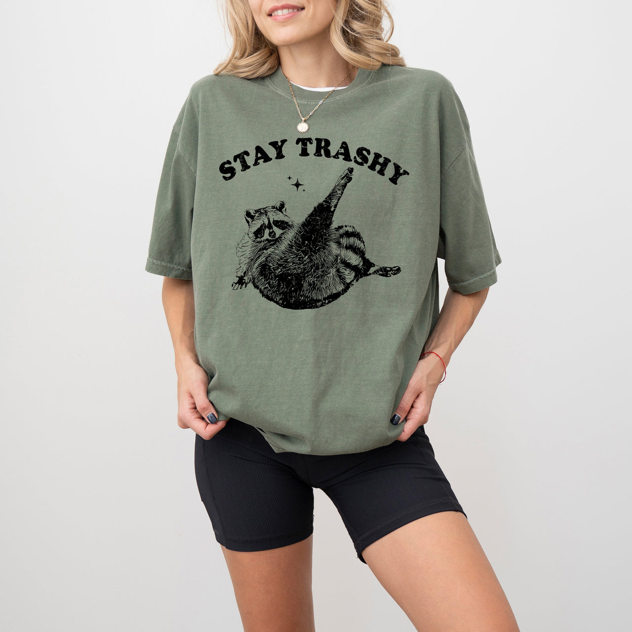 Stay Trashy Raccoon Meme Aesthetic Funny Original Artwork Edition Comfort Colors Tee